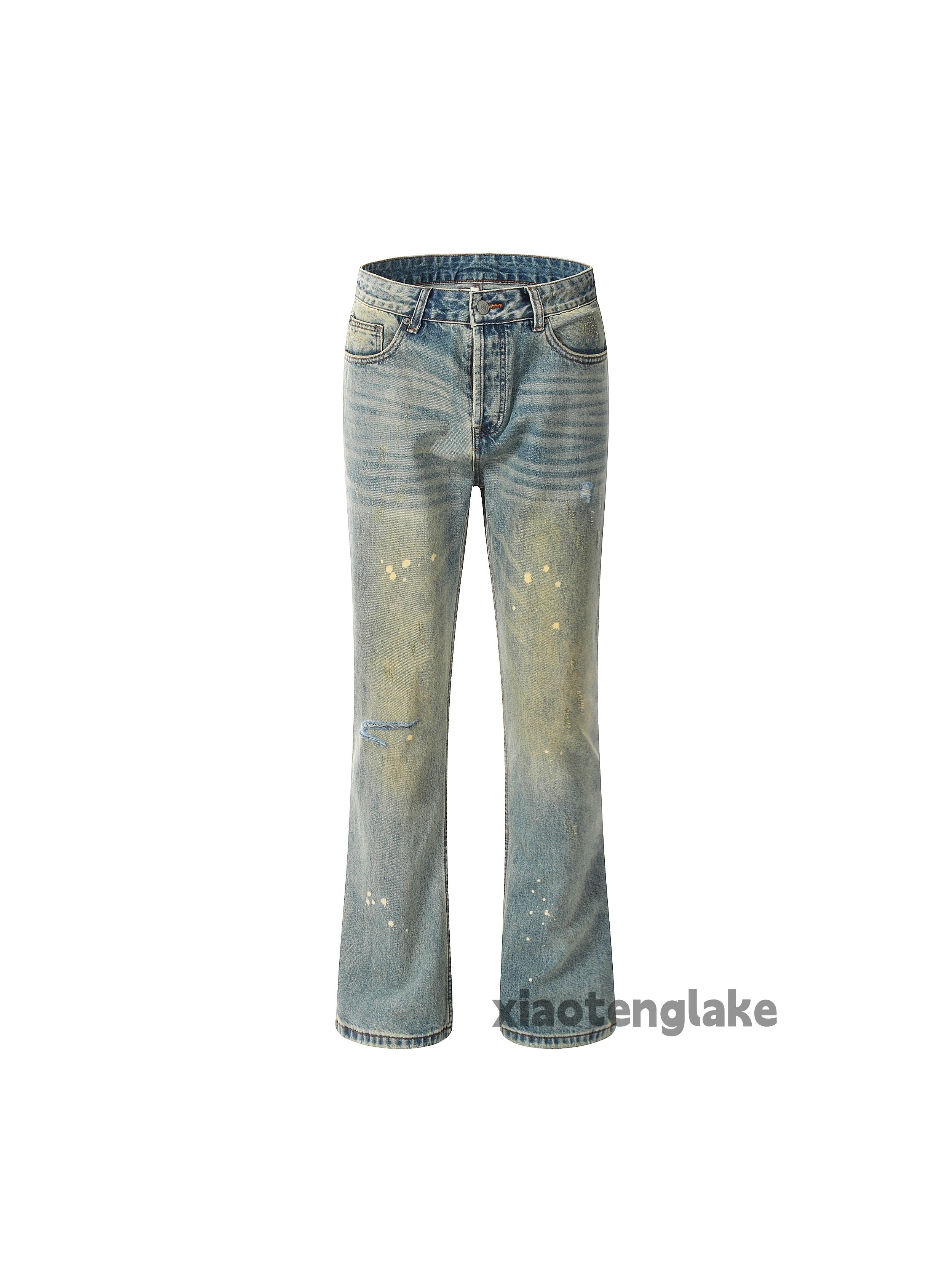 washed faded rusty paint flared punk grunge jeans
