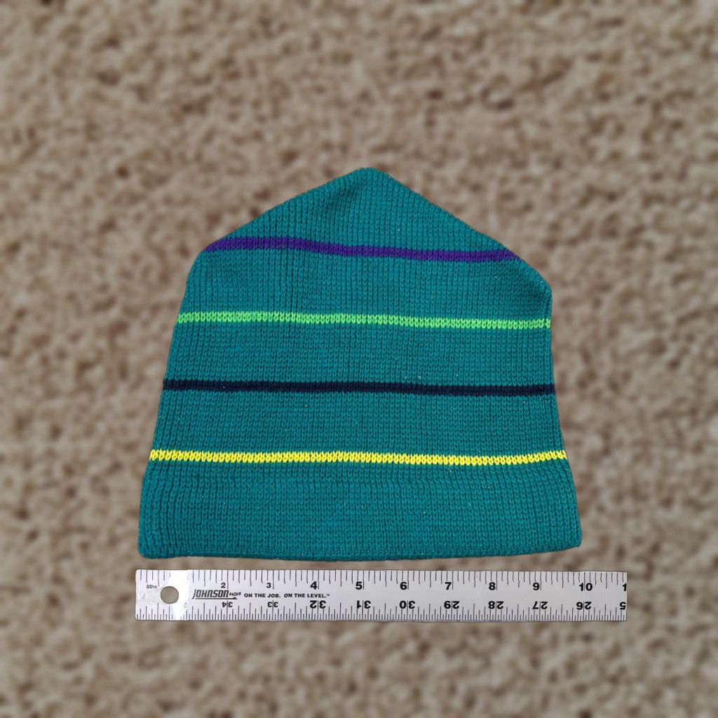 Altea Beanie Adult One Size Lightweight Striped Teal Blue Green Yellow 100% Acrylic Designer Ski Mens Size ONE SIZE - 1 Thumbnail