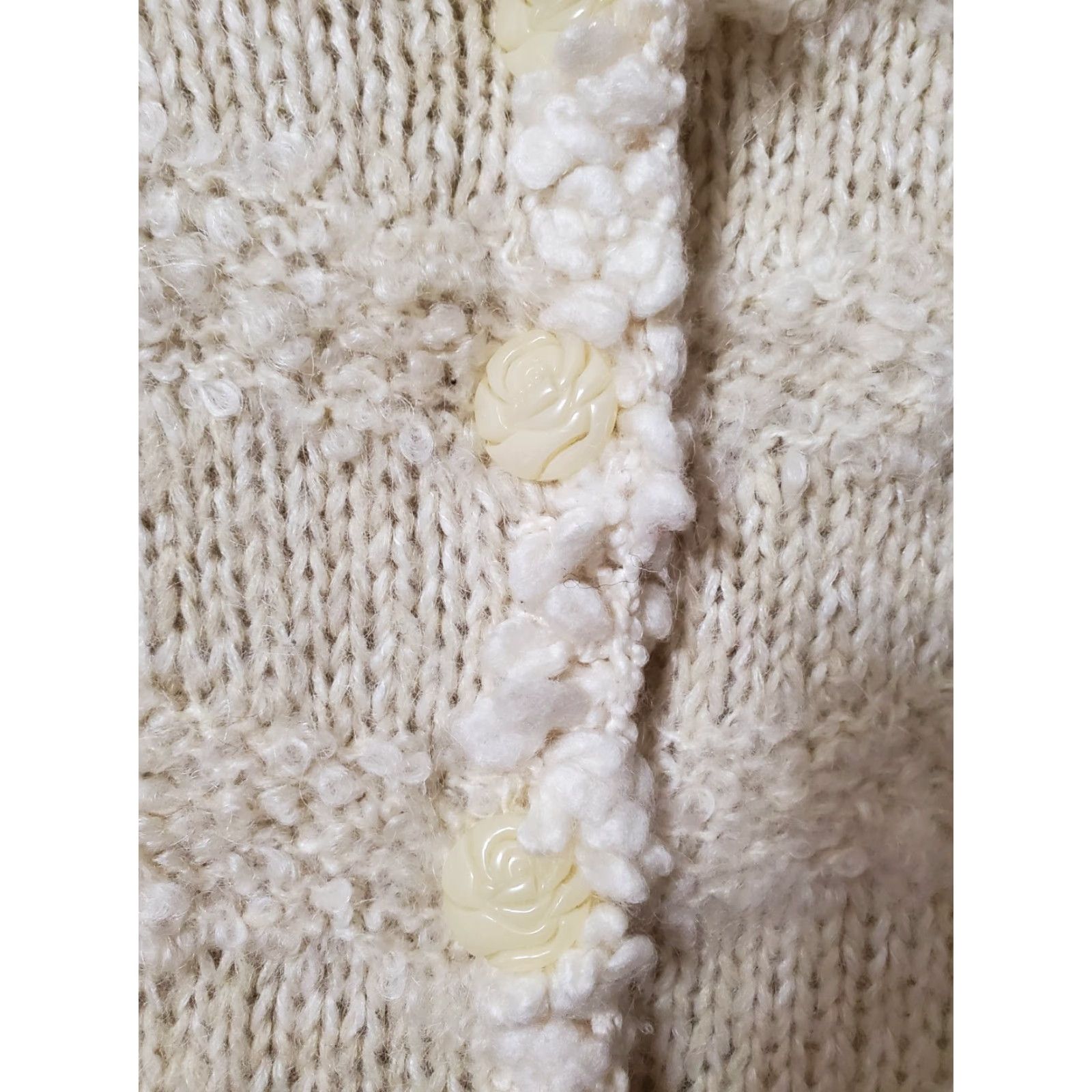Anthropologie Anthropologie Sweater Cardigan Solid Ivory Wool Mohair Alpaca Nylon Acrylic Chunky-Knit XS Long Sleeve High Neck Button Up Winter Casual Womens Size XS / US 0-2 / IT 36-38 - 2 Thumbnail