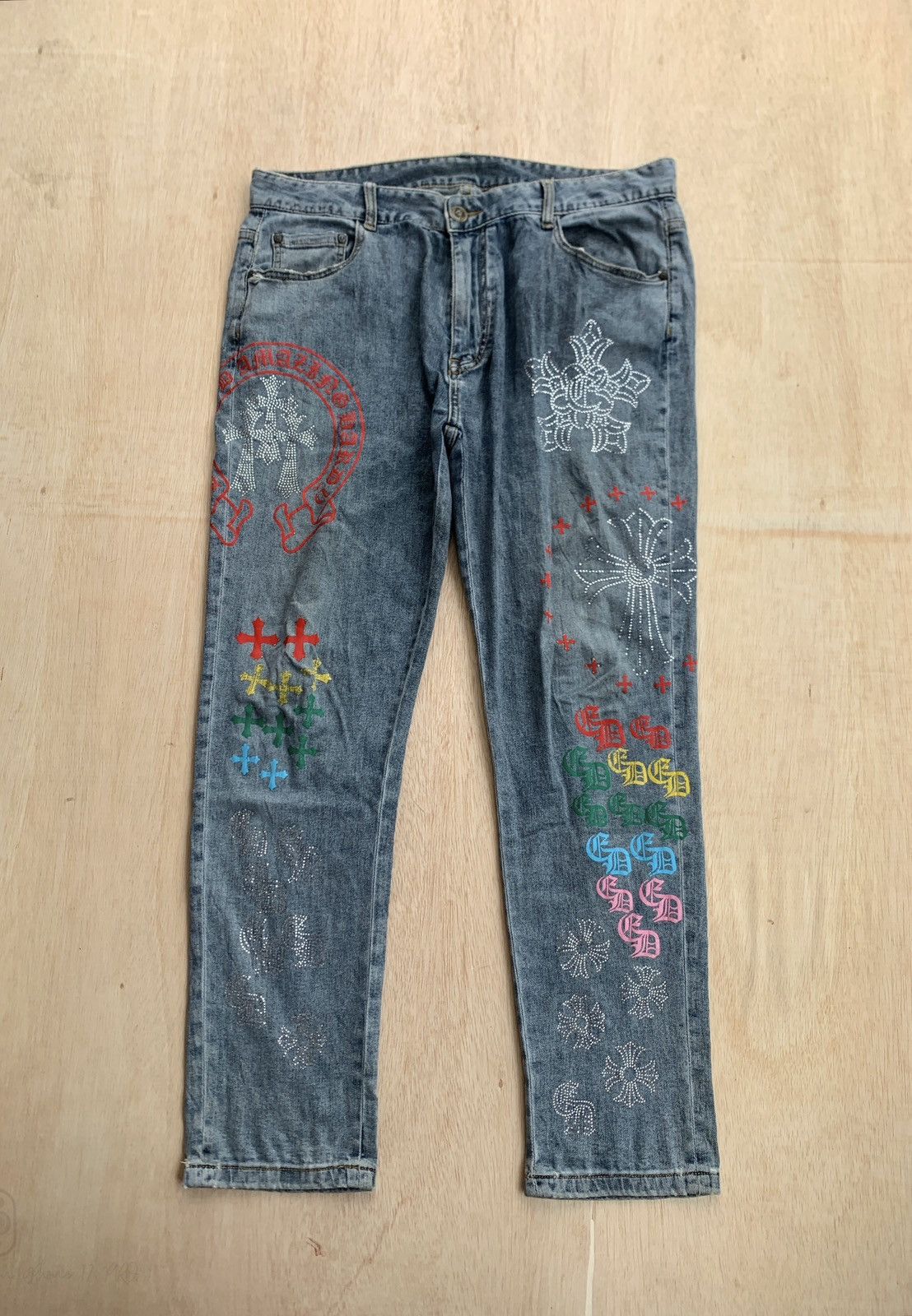 Hysteric Glamour × Japanese Brand Chrome Hearts Style By Hydrogen Design Pants Size US 35 - 1 Thumbnail