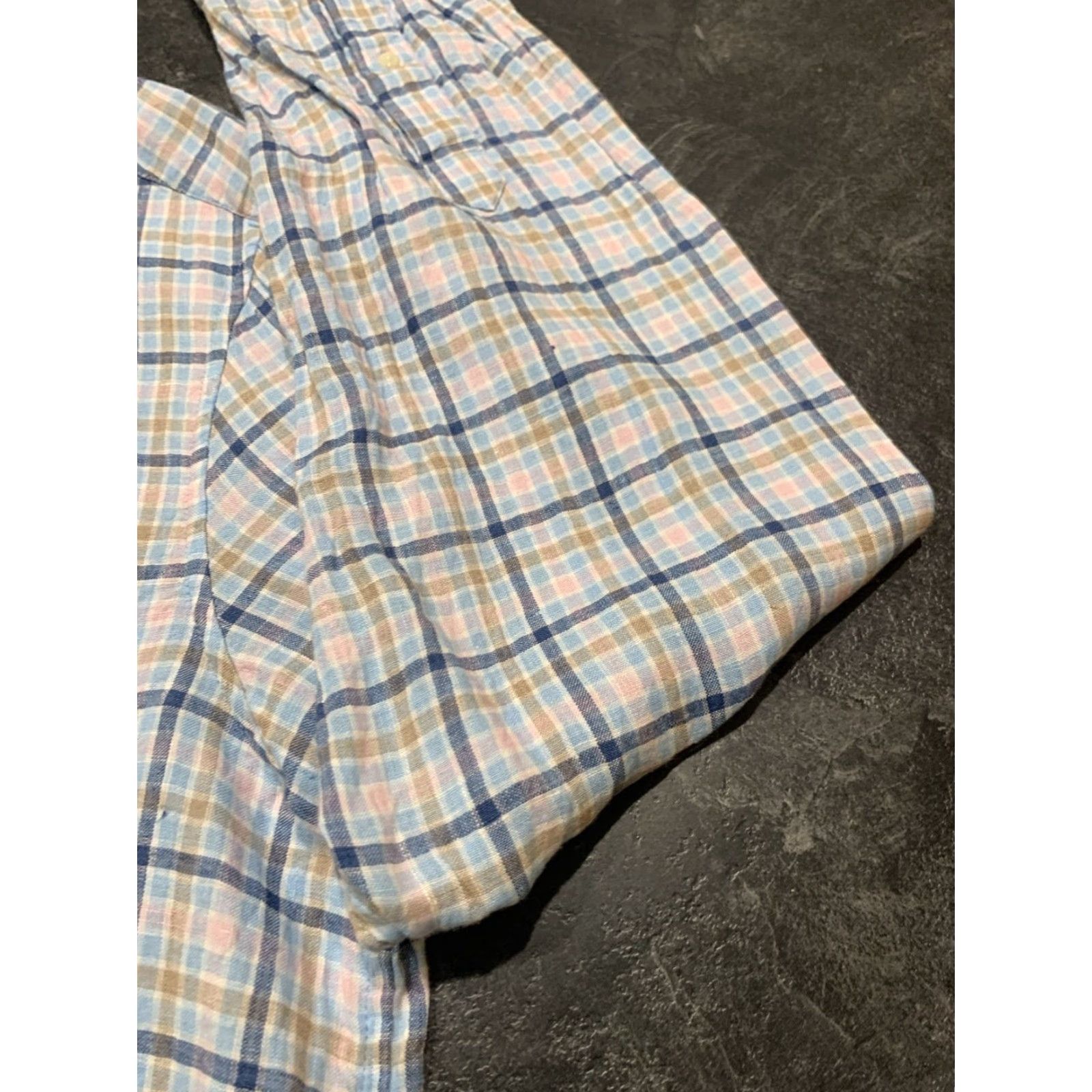Vineyard Vines Vineyard Vines Men’s XL Linen Plaid Button-Down Shirt Multi-Color Classic Fit Collared Long Sleeve Size US XL / EU 56 / 4 - 2 Thumbnail