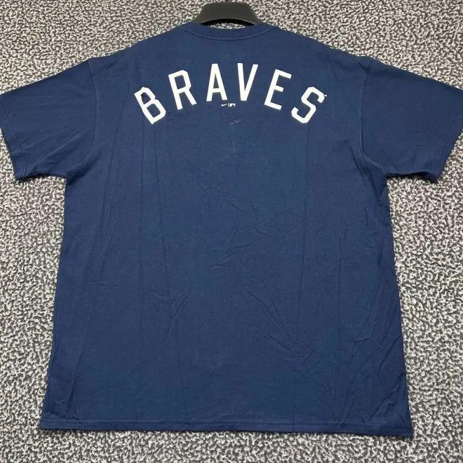 Nike Nike Shirt Men Blue Atlanta Braves MLB Crew Neck Cotton L Size US L / EU 52-54 / 3 - 2 Thumbnail