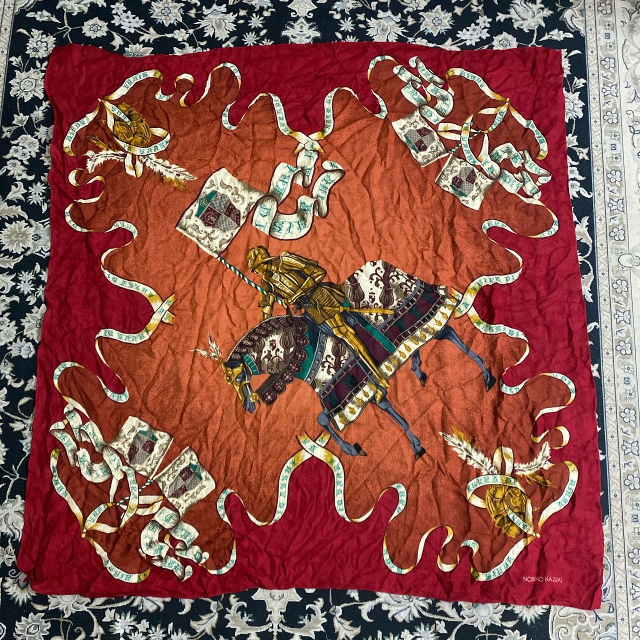 image of Avant Garde Vintage Noriko Kazuki Wool Scarf Design in Red, Women's