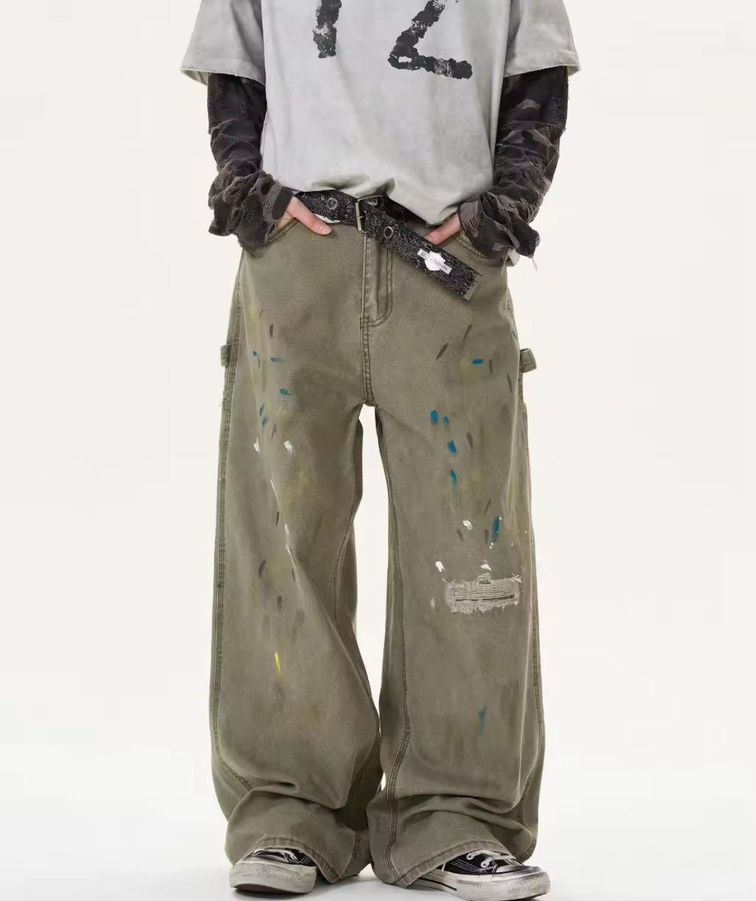 Jean × Vintage Vintage Ink Splashed Washed Distressed Jeans Size US 33 - 4 Thumbnail