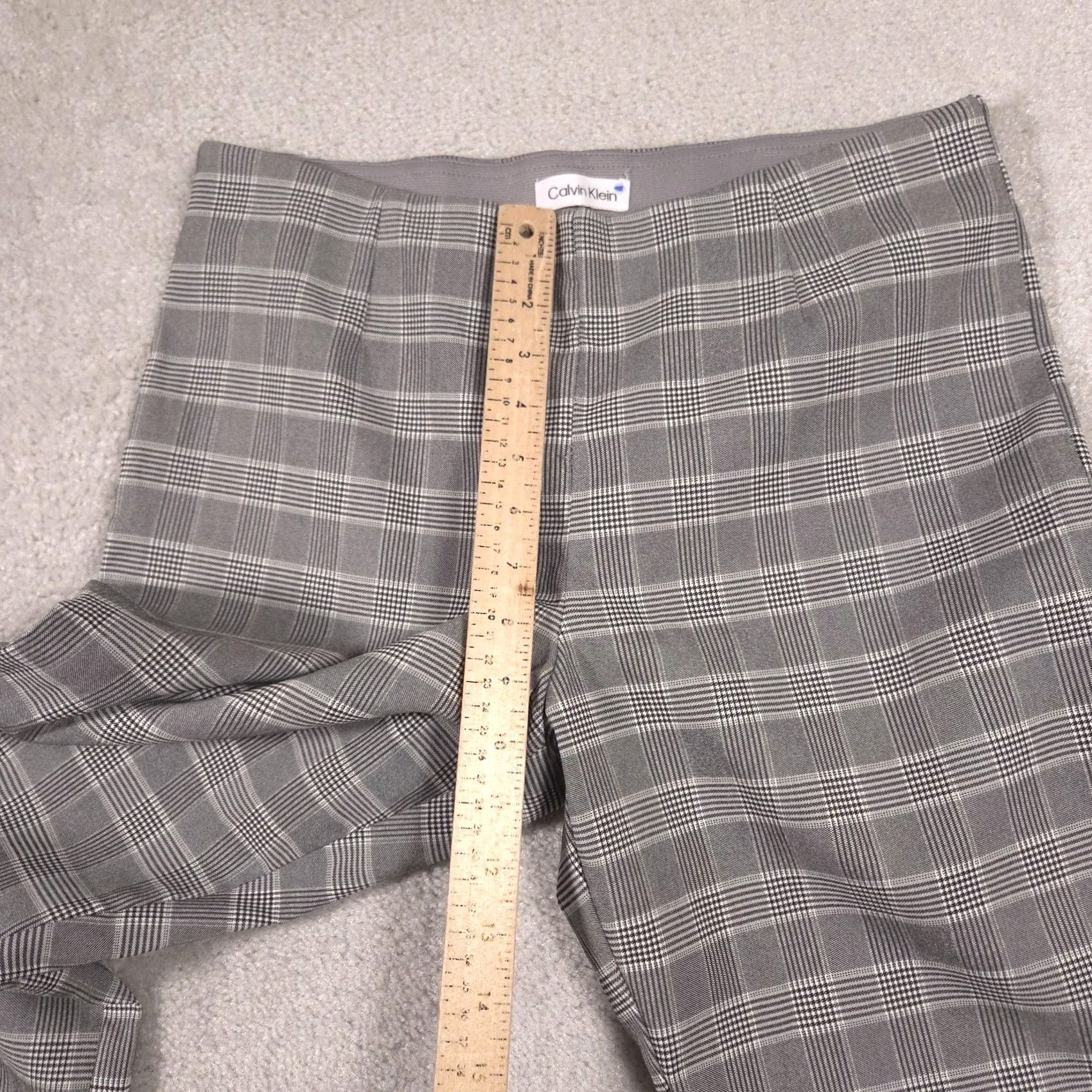 Calvin Klein Calvin Klein Dress Pants Womens M Gray Plaid Twill Pull On Slim Stretch Career Size 32" / US 10 / IT 46 - 6 Thumbnail