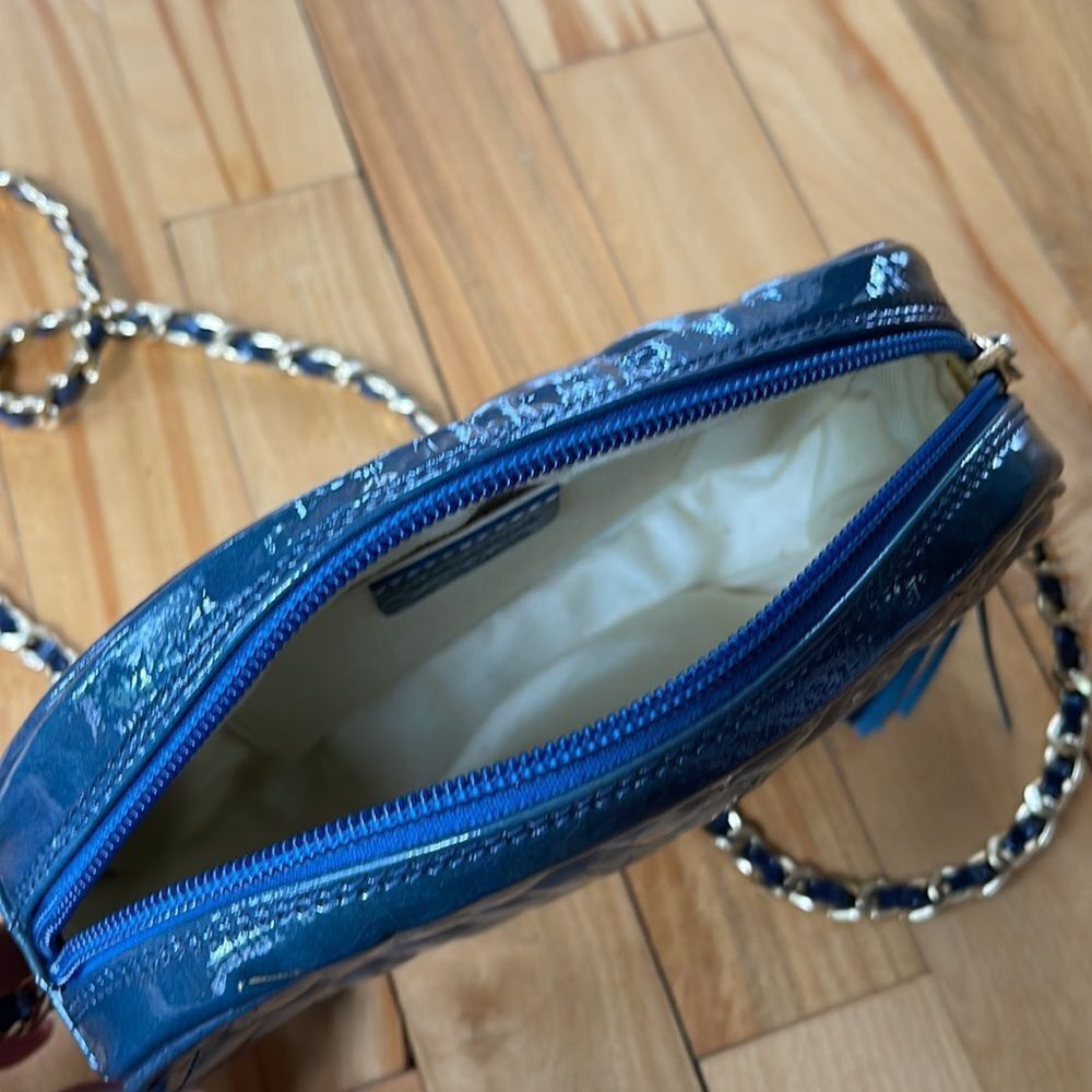 Nordstrom Nordstrom deep teal quilted patent leather woven chain cros Size ONE SIZE - 8 Thumbnail