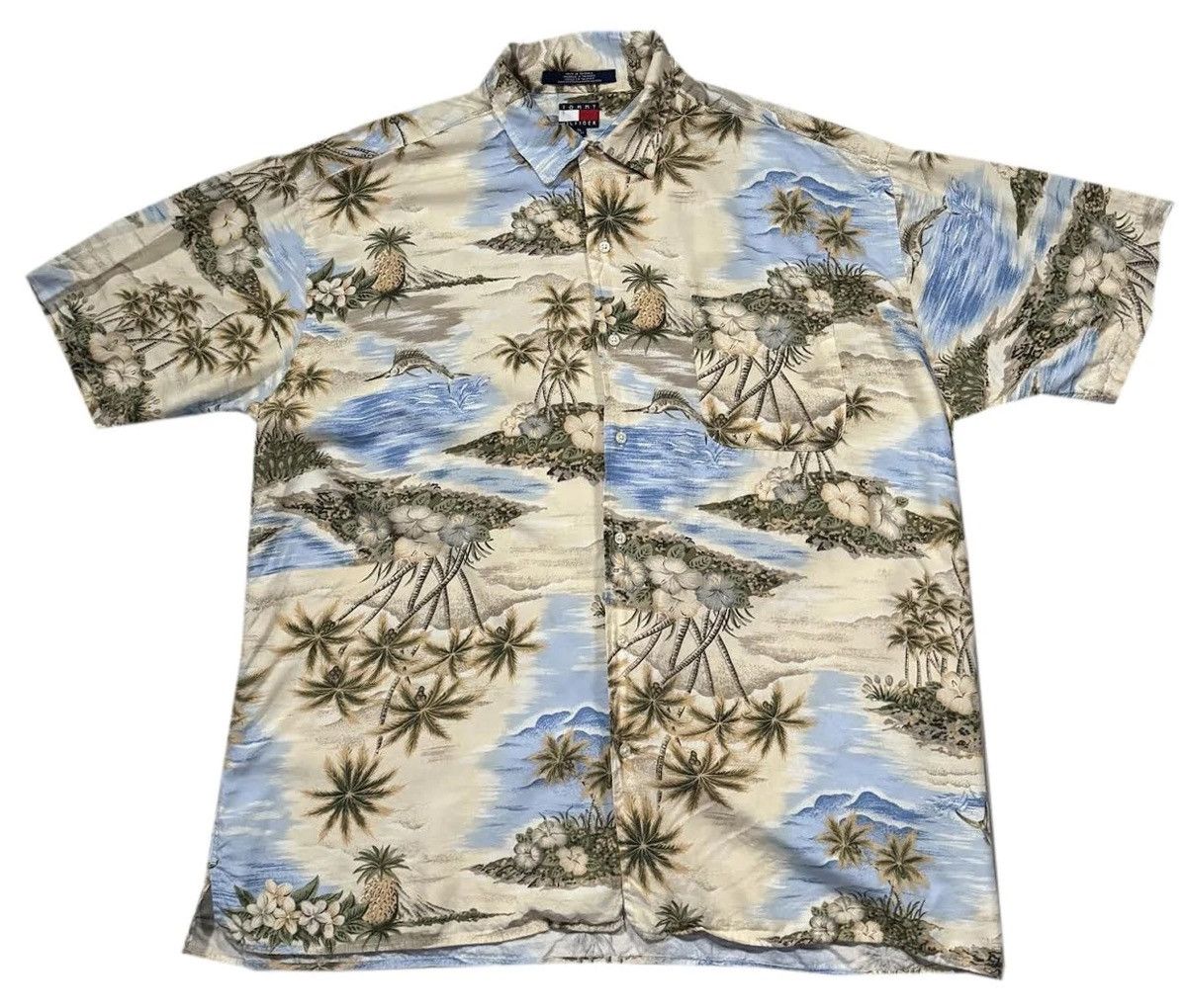 Tommy Hilfiger Vintage Tommy Hilfiger Beach Print Button Down Shirt Size XL Size US XL / EU 56 / 4 - 1 Thumbnail