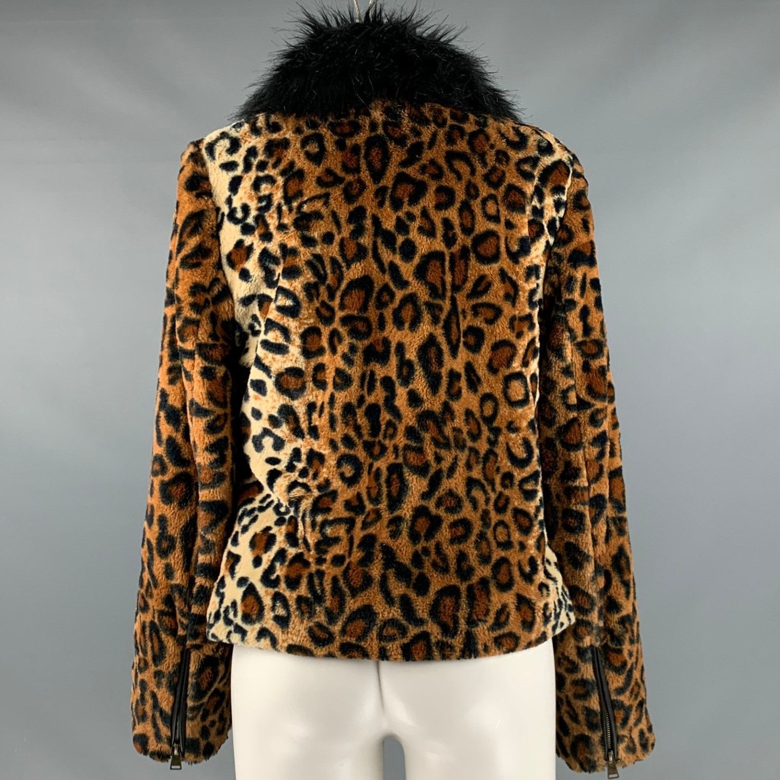 Other ADRIENNE LANDAU M Black Orange Polyester Blend Biker Jacket Size M / US 6-8 / IT 42-44 - 4 Thumbnail