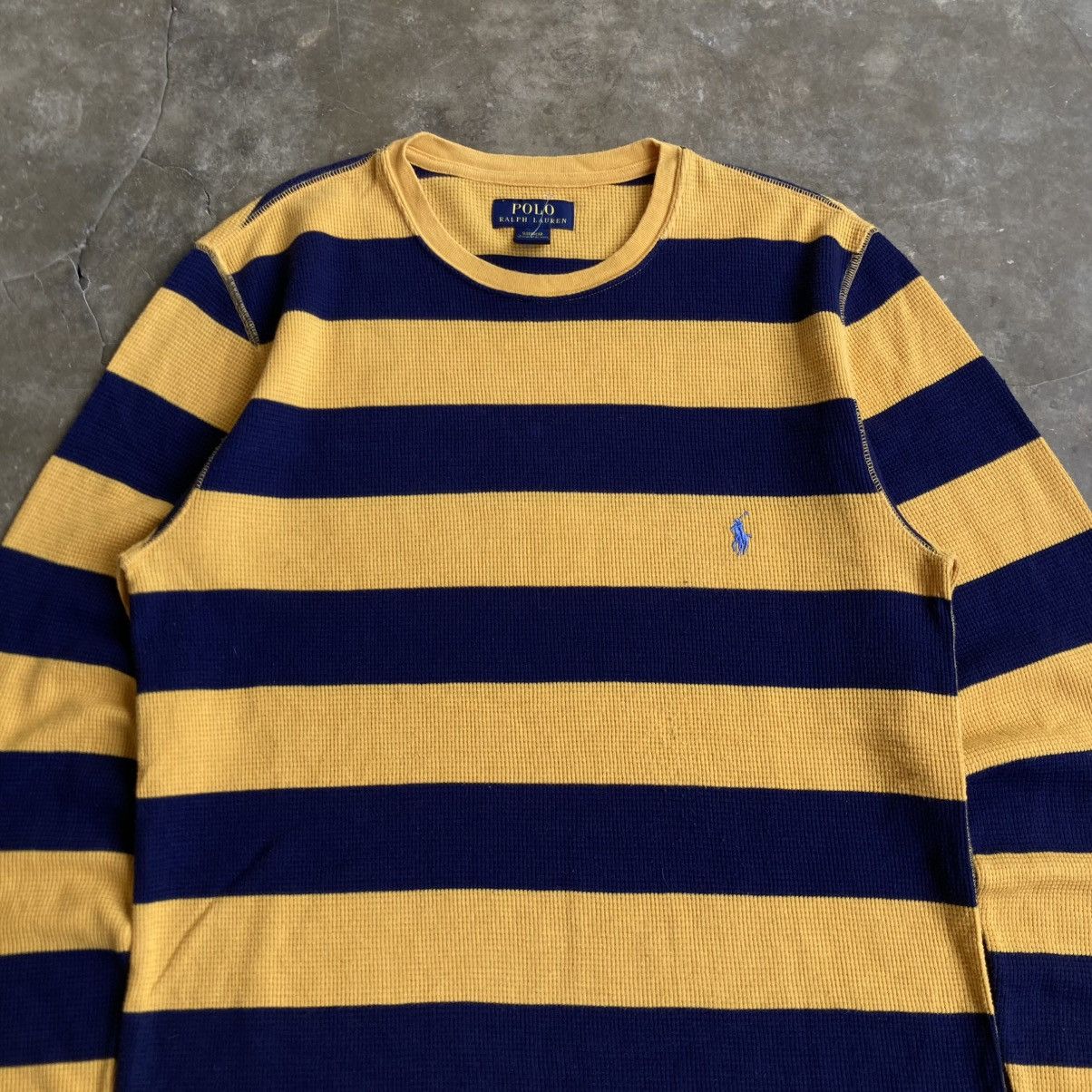 Polo Ralph Lauren Vintage Polo Ralph Lauren Thermal Waffle Striped Longslevee Size US M / EU 48-50 / 2 - 2 Thumbnail