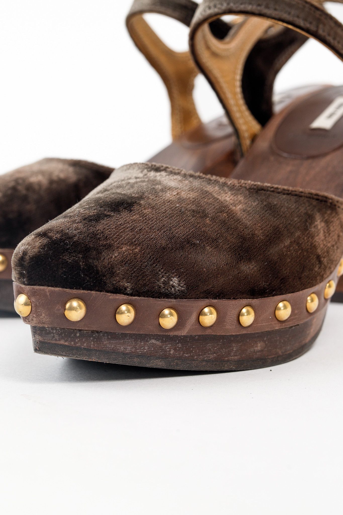 Miu Miu Miu Miu Olive Green Velvet Studded Accent D'Orsay Clogs Size US 4.5 / IT 34.5 - 7 Thumbnail