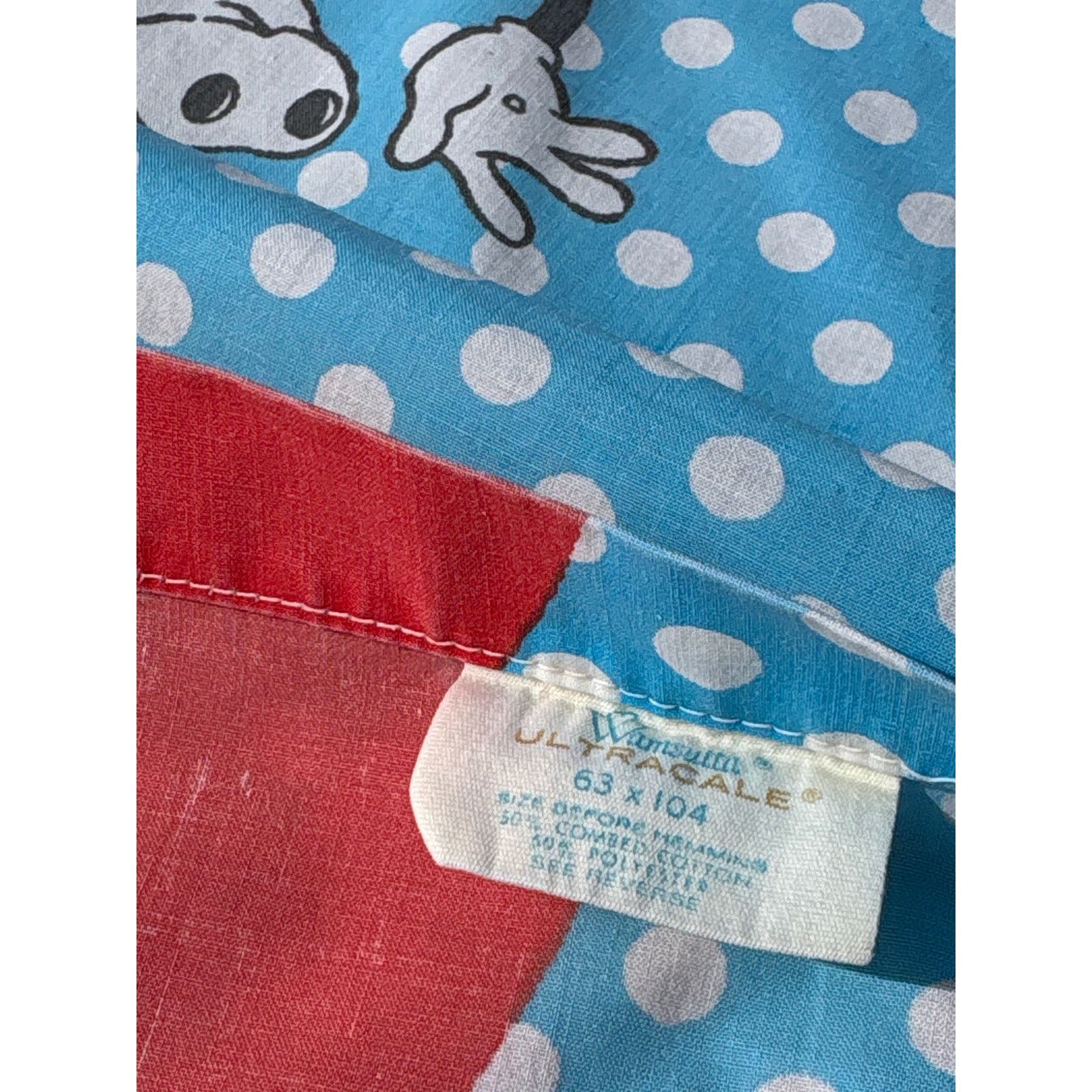 Disney VTG 70’s Mickey Mouse Walt Disney Wamsutta 63x104 sheet Size ONE SIZE - 4 Thumbnail