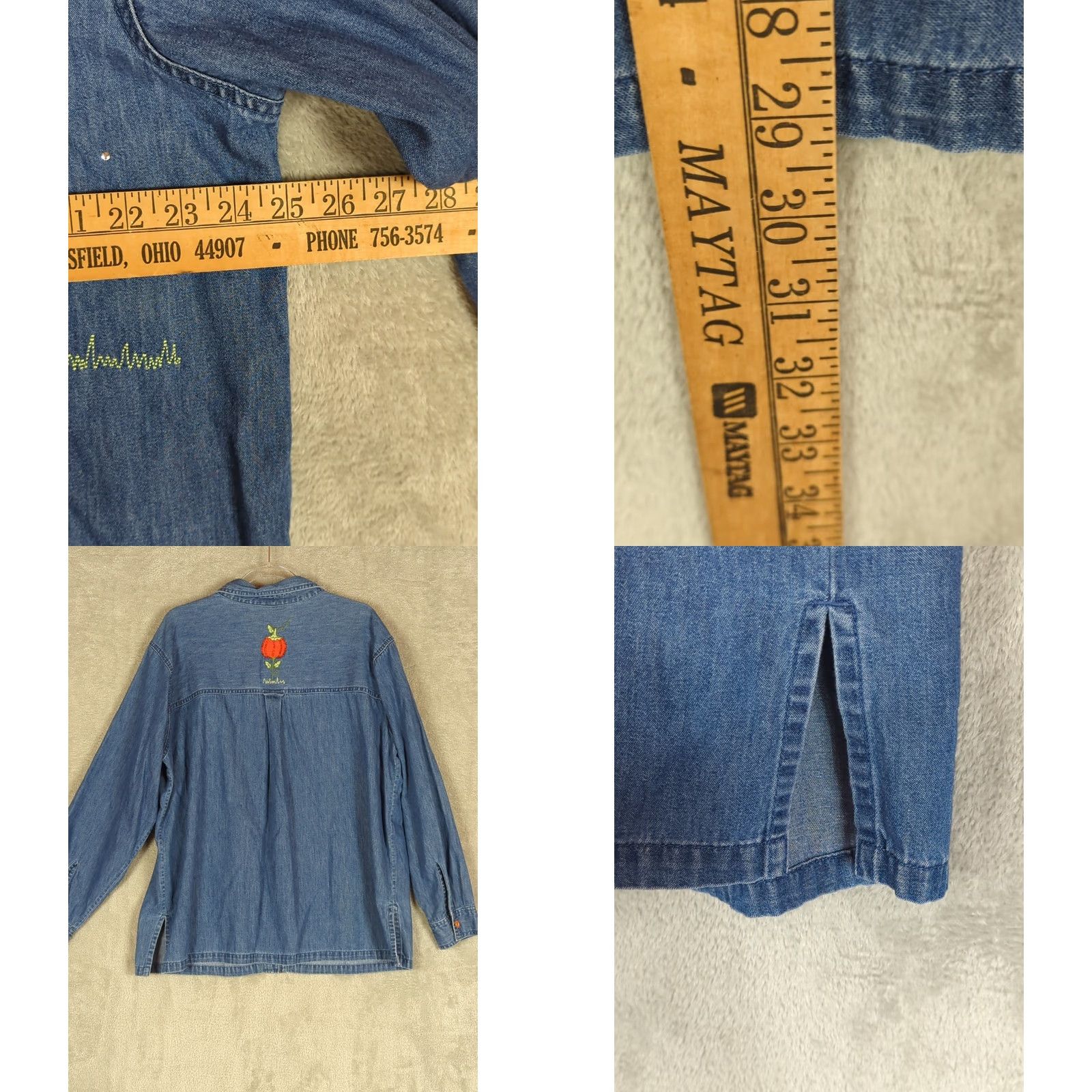 Quacker Factory Quacker Factory Denim Button Up Shirt Pumpkins Beaded 1X Blue Fall Halloween Pumpkins Beaded Button-Up Shirt Women 1X Men? Size XL / US 12-14 / IT 48-50 - 8 Thumbnail