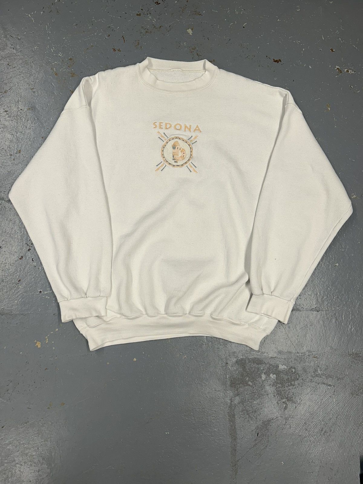 Vintage Crazy Vintage 90s White Sedona Graphic Pullover Crewneck Size US XL / EU 56 / 4 - 1 Thumbnail