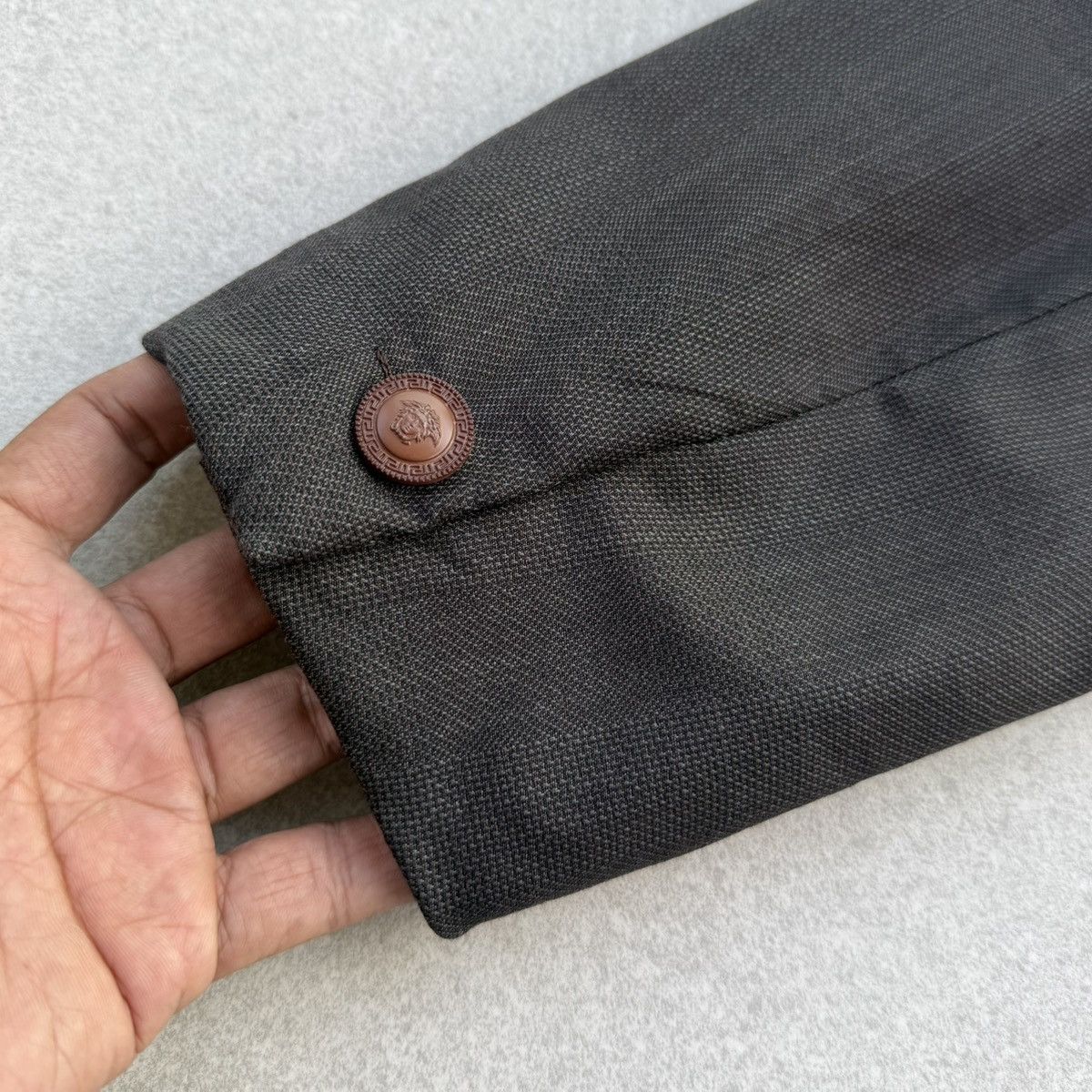 Versace Vintage Gianni Versace Double Breasted Blazer Brown Medusa Size 46R - 9 Thumbnail