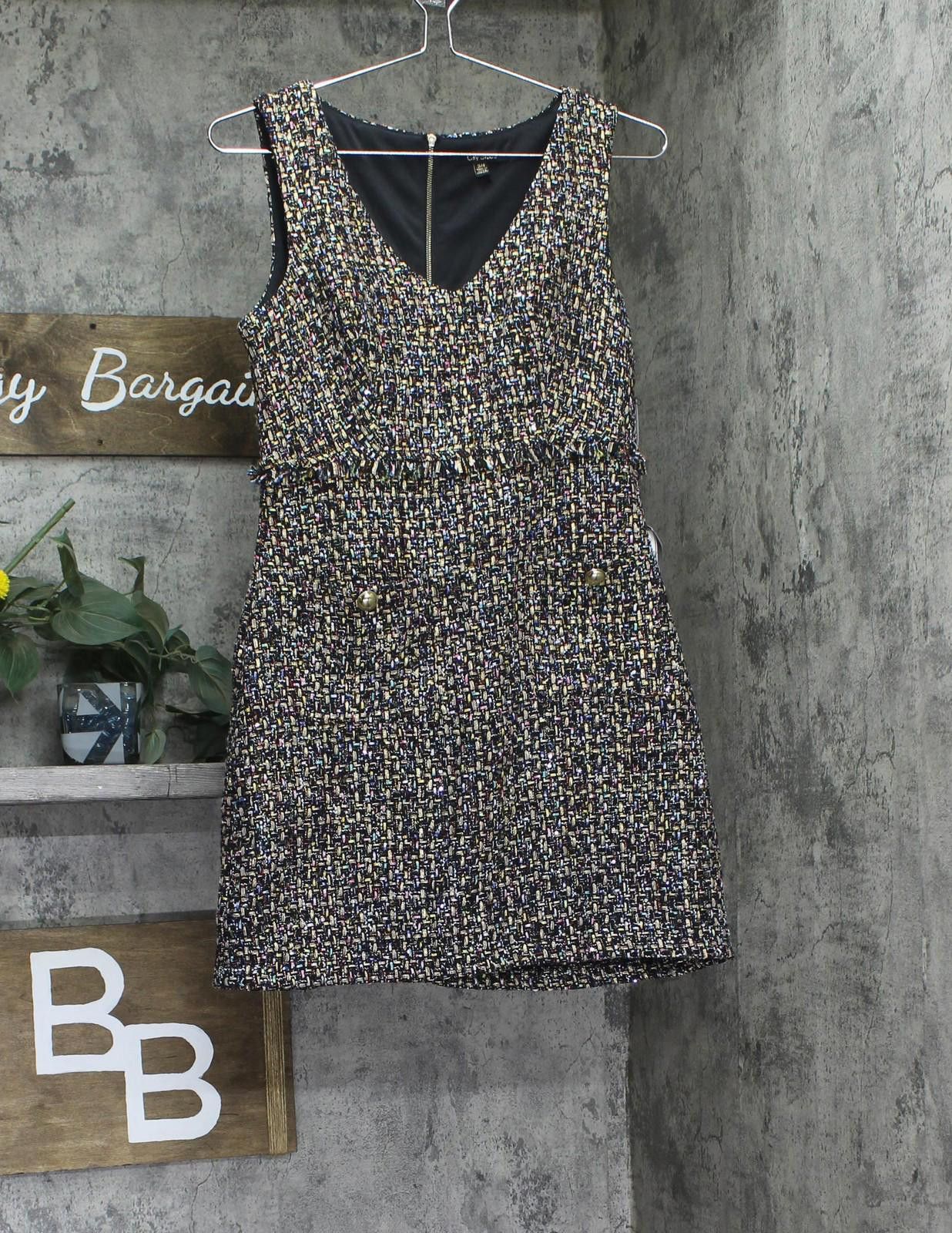 Other Nwt City Studio V Neck Sleeveless Dress Black Multi 3/4 Size M / US 6-8 / IT 42-44 - 1 Thumbnail