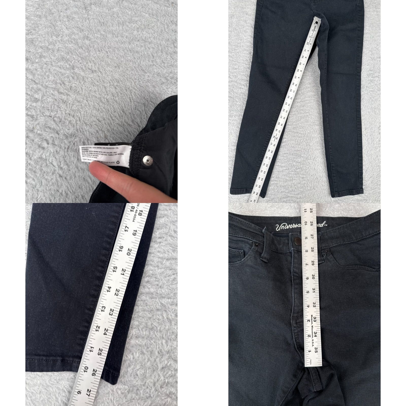 Vintage Universal Thread Jeans Womens Highest Rise Skinny Black Denim Cotton 27x26 6 Size 28" / US 6 / IT 42 - 8 Thumbnail