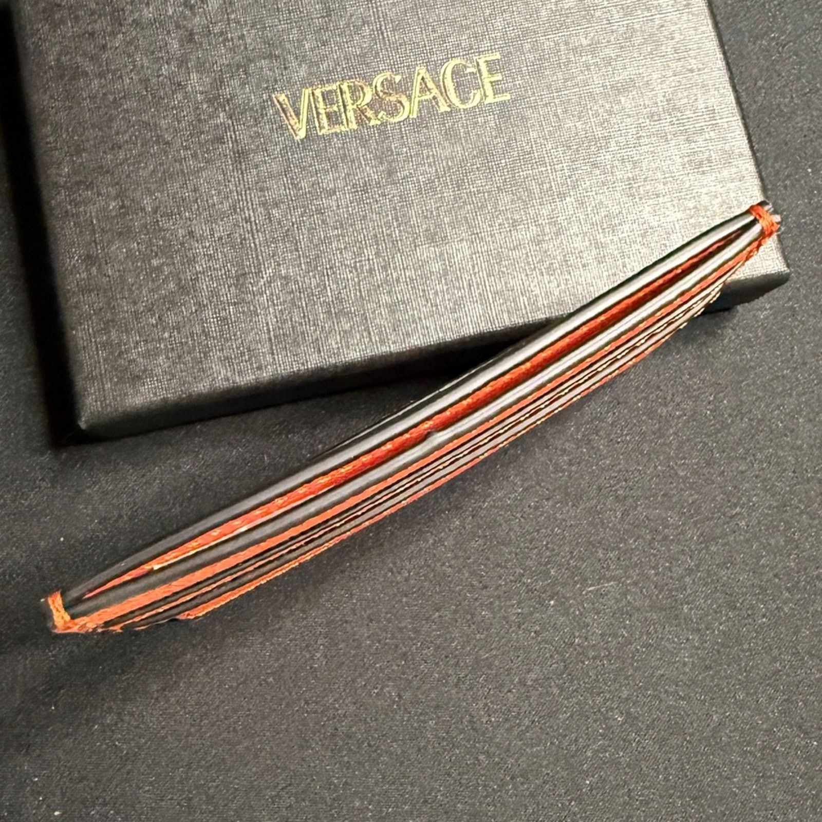Versace Versace Vibrant Orange Card Holder with Gold Medusa Size ONE SIZE - 4 Thumbnail