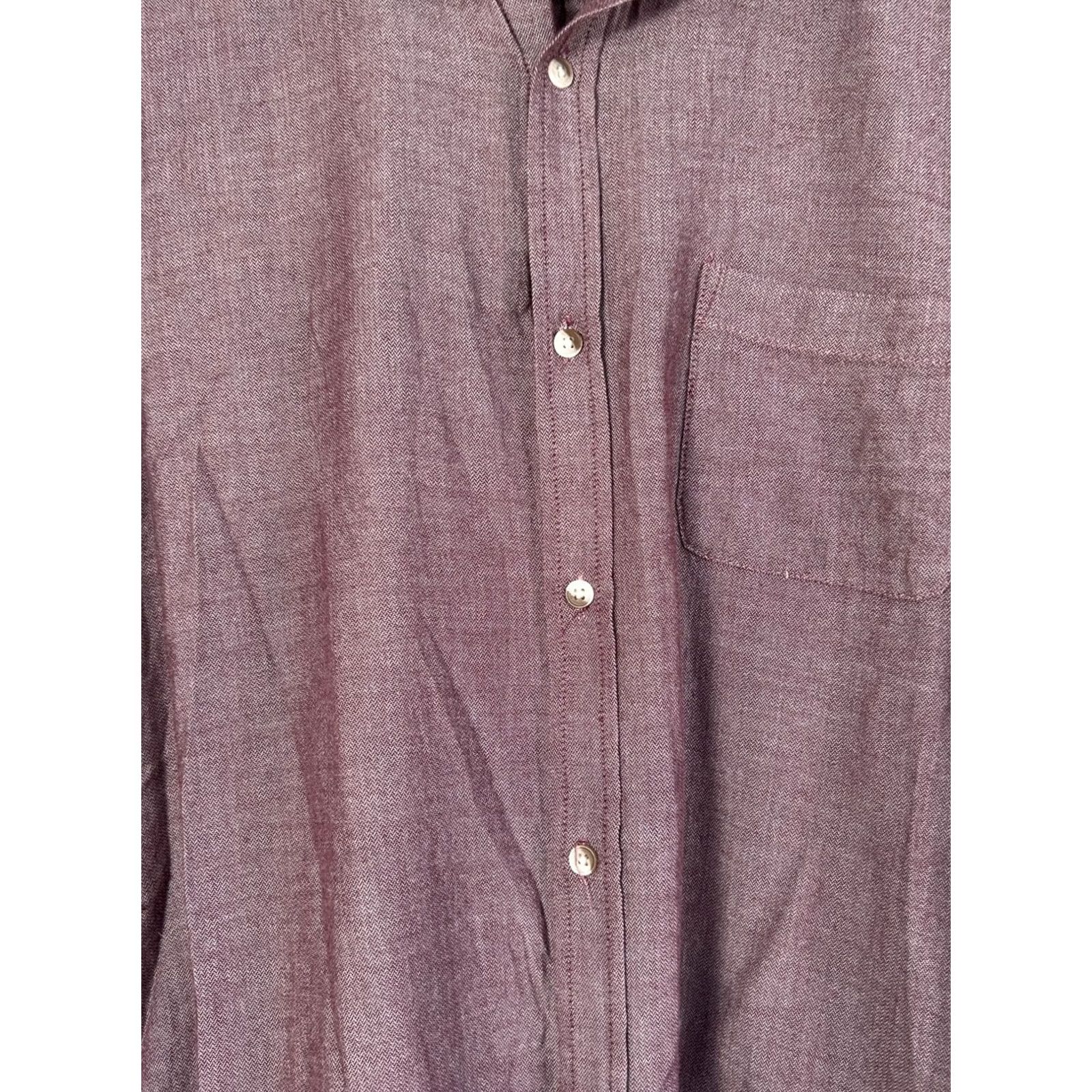 Marine Layer Marine Layer Button Up Shirt XL Long Sleeve Herringbone Burgundy Plum Mens Casual Outdoor Size US XL / EU 56 / 4 - 2 Thumbnail