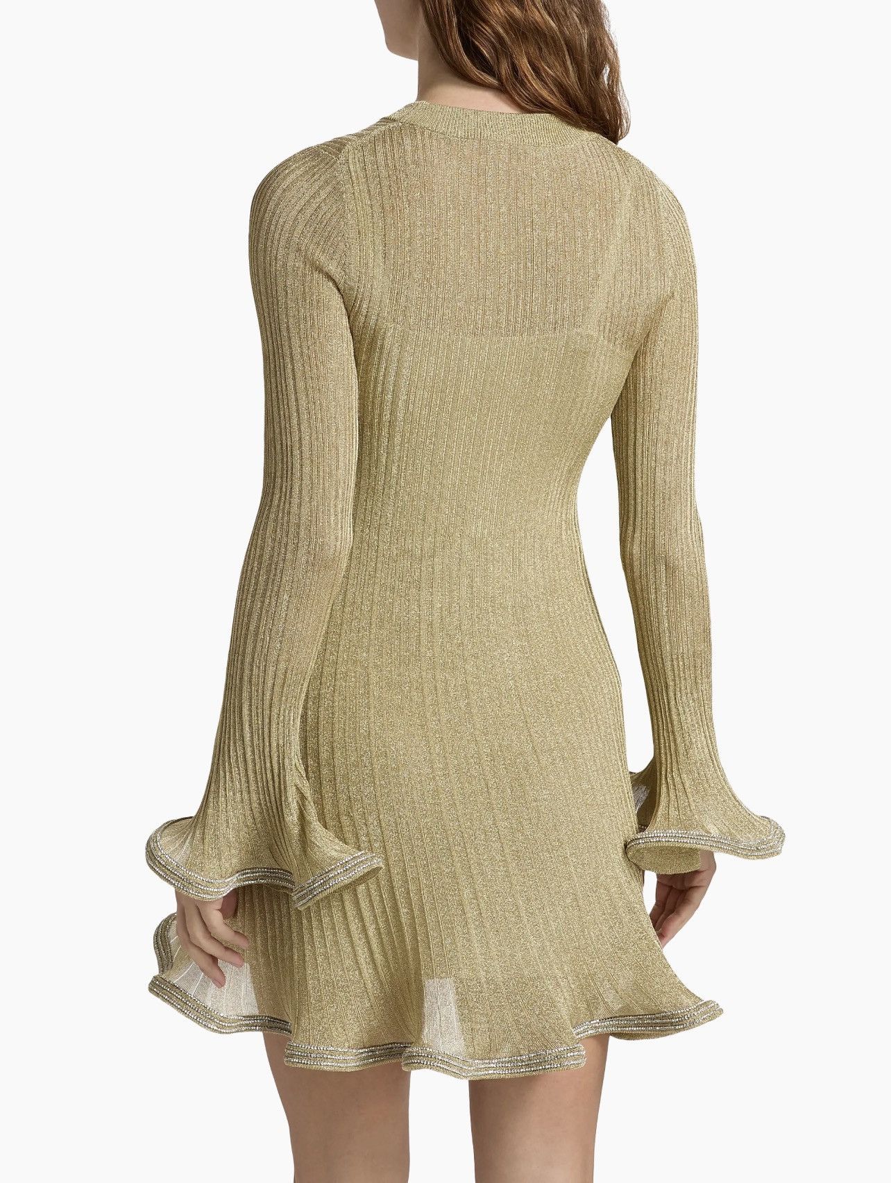 Simkhai SIMKHAI Zelda Metallic Flared Hem Rib-Knit Minidress size M Size M / US 6-8 / IT 42-44 - 4 Thumbnail