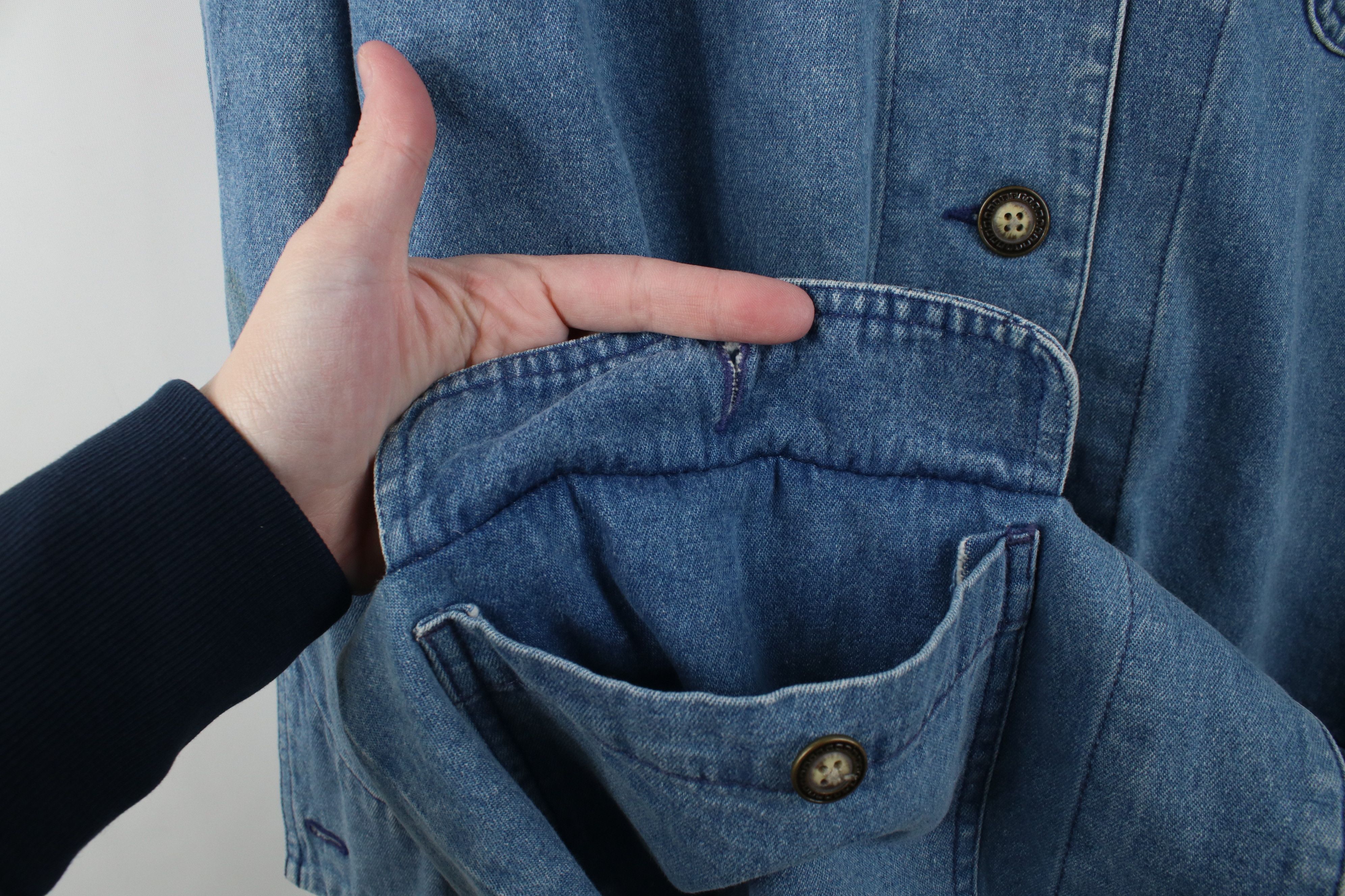 Vintage Vintage 90s Streetwear Distressed Denim Jean Chore Jacket Size M / US 6-8 / IT 42-44 - 9 Thumbnail