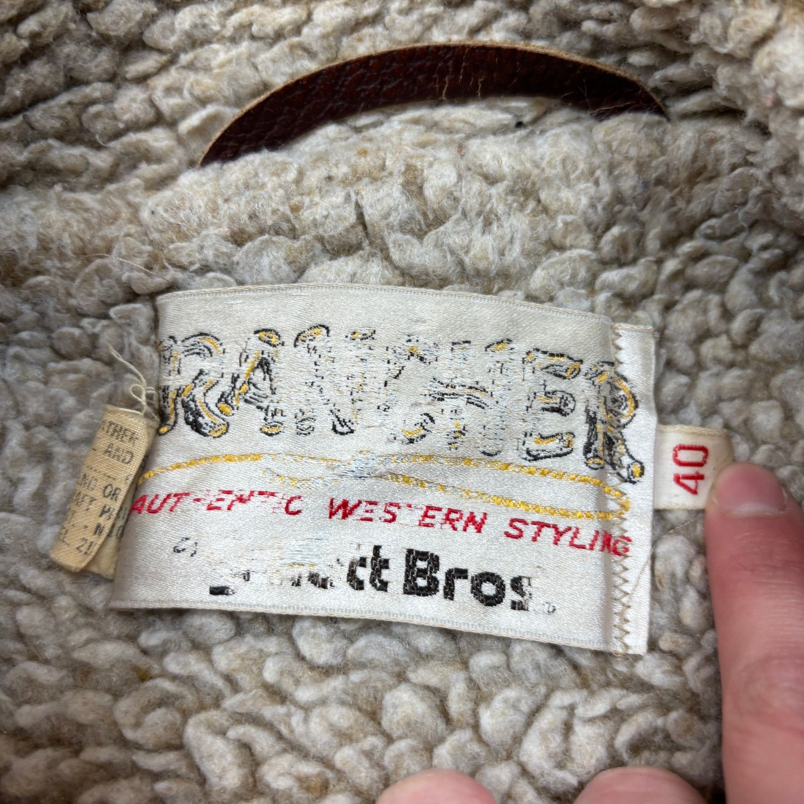 Schott × Vintage VTG Schott Bros NYC Rancher Western Shearling Suede Coat 40 Size US M / EU 48-50 / 2 - 4 Thumbnail
