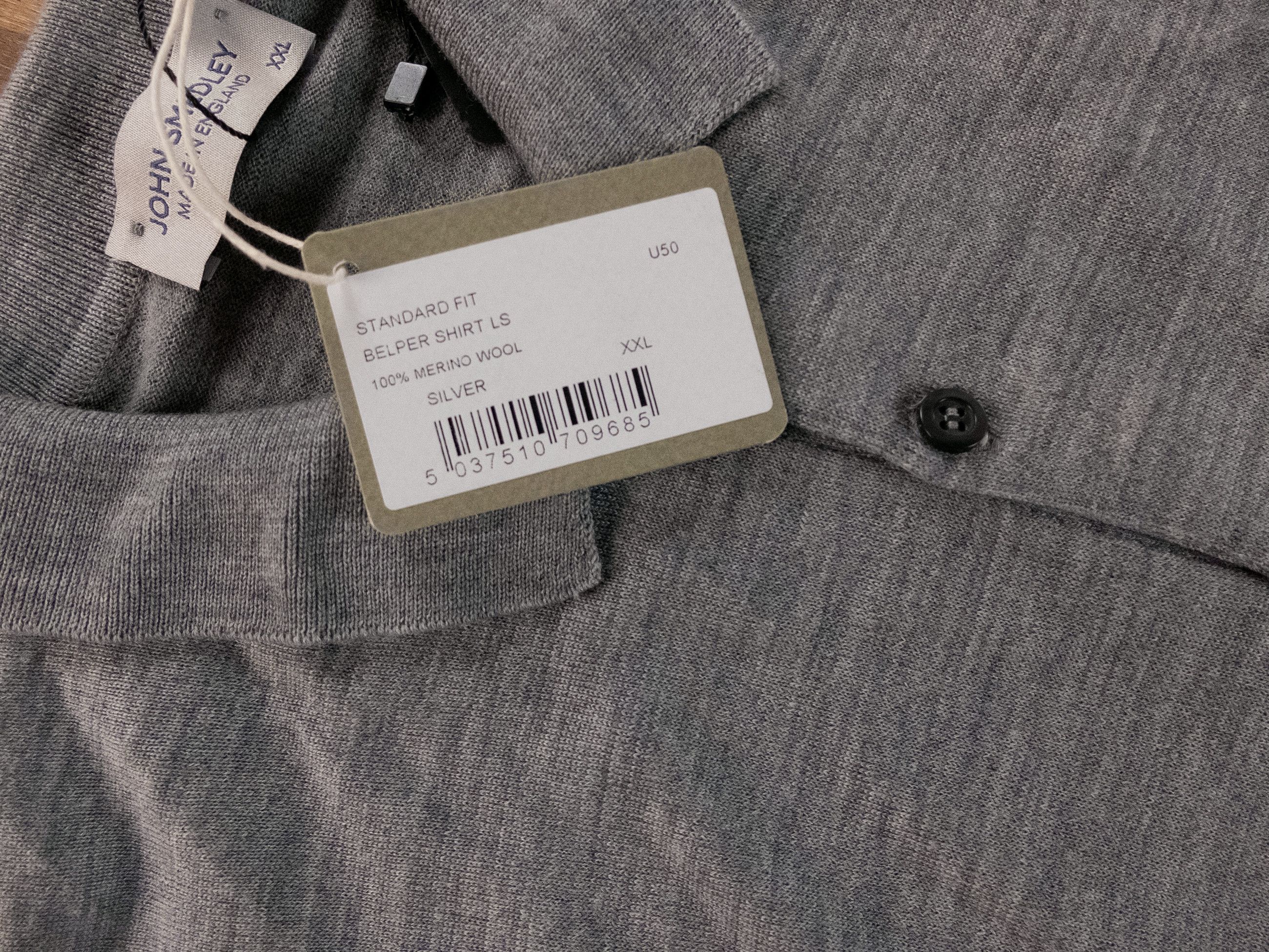 John Smedley JOHN SMEDLEY Belper solid gray merino wool polo sweater XXL Size US XXL / EU 58 / 5 - 6 Thumbnail