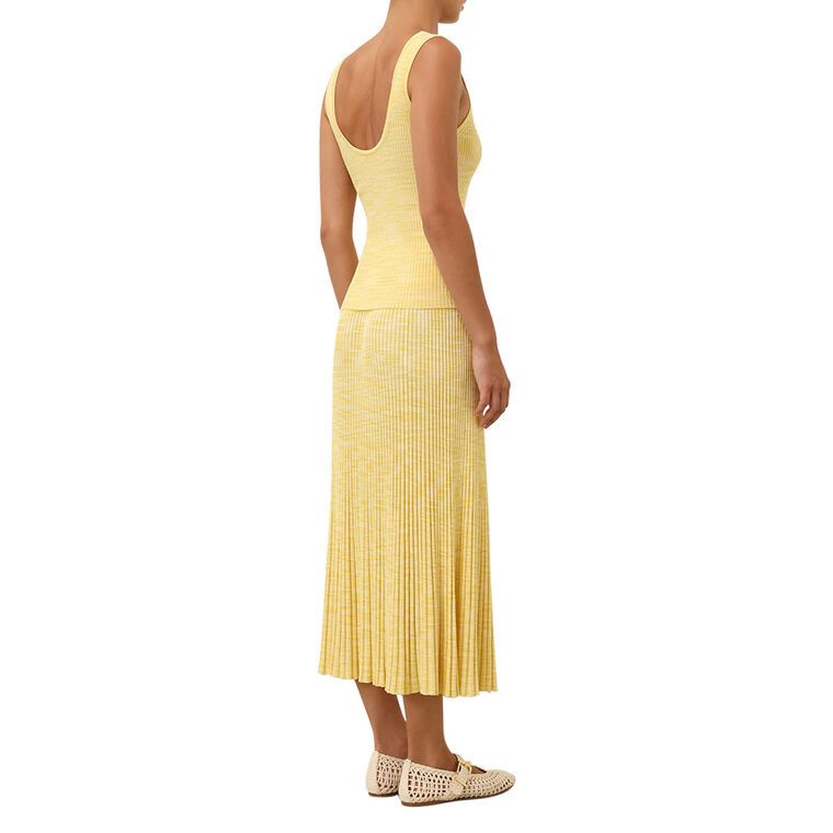Zimmermann oc11z0226 Illuminate Mouline Ribbed Knit Midi Skirt In Lemon Size 27" / US 4 / IT 40 - 3 Thumbnail