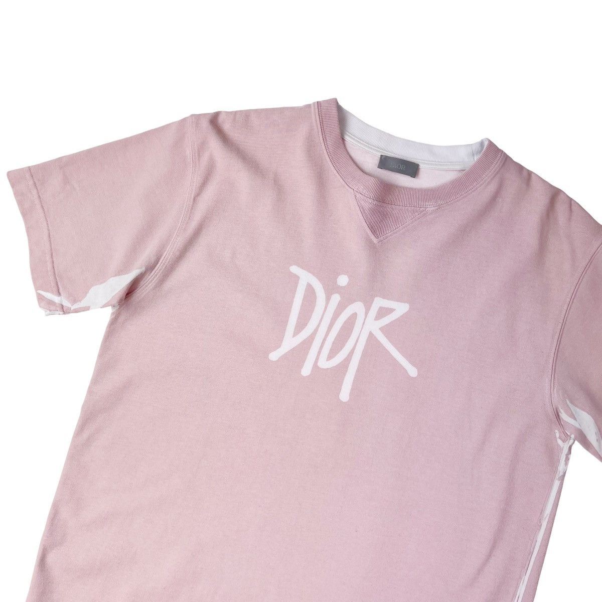 Dior x Shawn Stussy Garment Dyed Pink T Shirt - Short Sleeve T Shirts