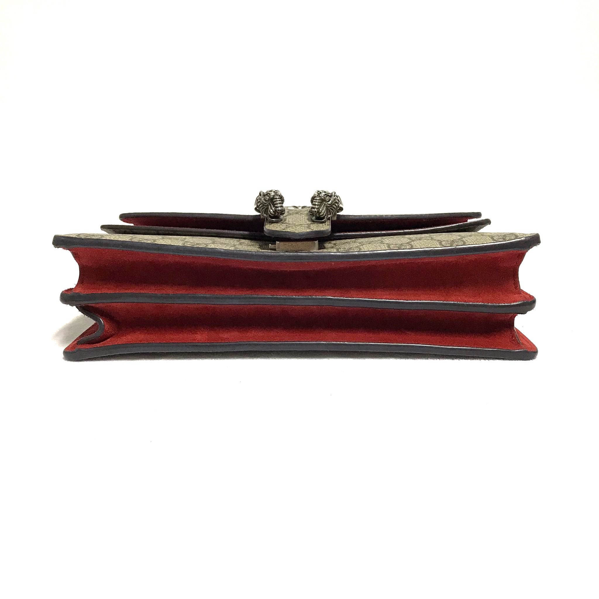 Gucci Gucci Dionysus GG Supreme Red Suede Medium Bag Size ONE SIZE - 4 Thumbnail