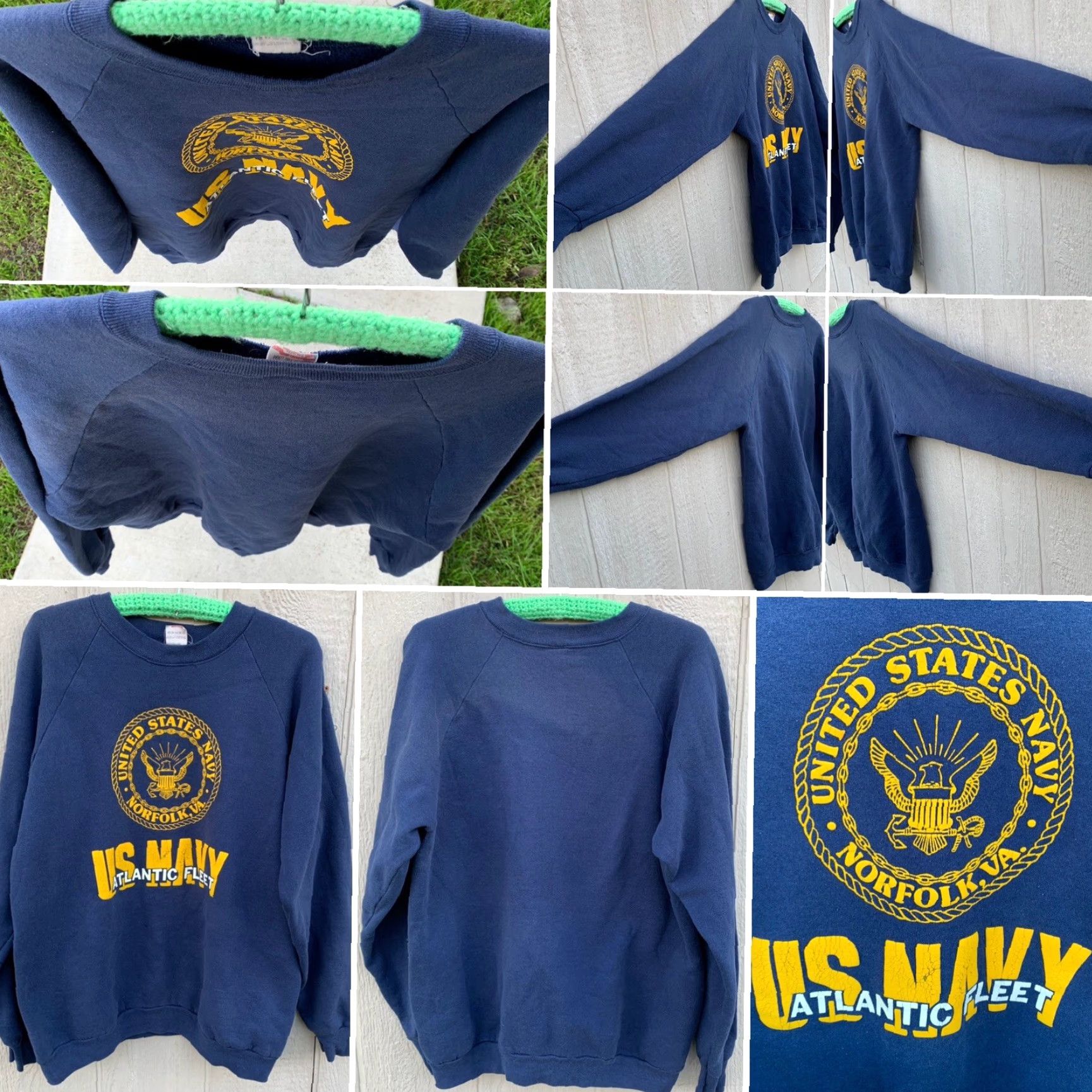 Fruit Of The Loom VINTAGE United States Navy Norfolk VA US Navy Atlantic Fleet sweatshirt XXL Men Blue Raglan Graphic Print Pullover Crew Neck Nylon/Poly Blend Size US XXL / EU 58 / 5 - 2 Thumbnail