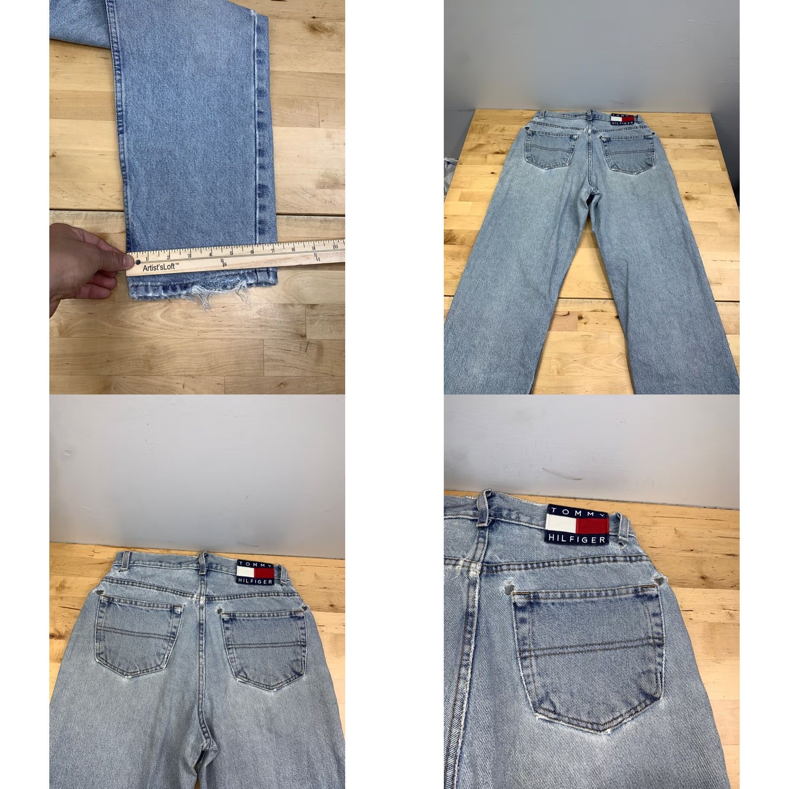 Tommy Hilfiger VINTAGE Tommy Hilfiger Denim Jeans Jeans Distressed Logo 90s 28" Waist 28" Inseam Mens Womens Unisex Adults Blue Denim Size 28" / US 6 / IT 42 - 9 Thumbnail