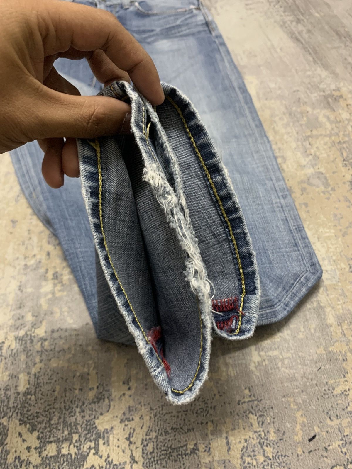 Japanese Brand Edwin blue trip 503 Slim Fit Distressed Jeans Size US 31 - 5 Thumbnail