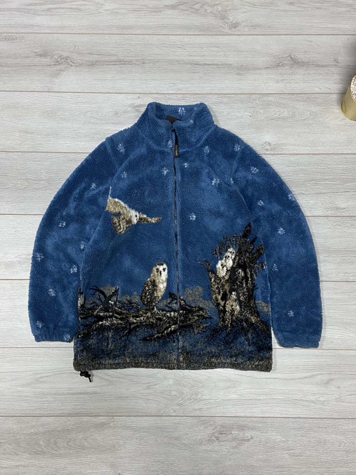 Owl 🦉 UK United Kingdom fleece forest vintage all over zip
