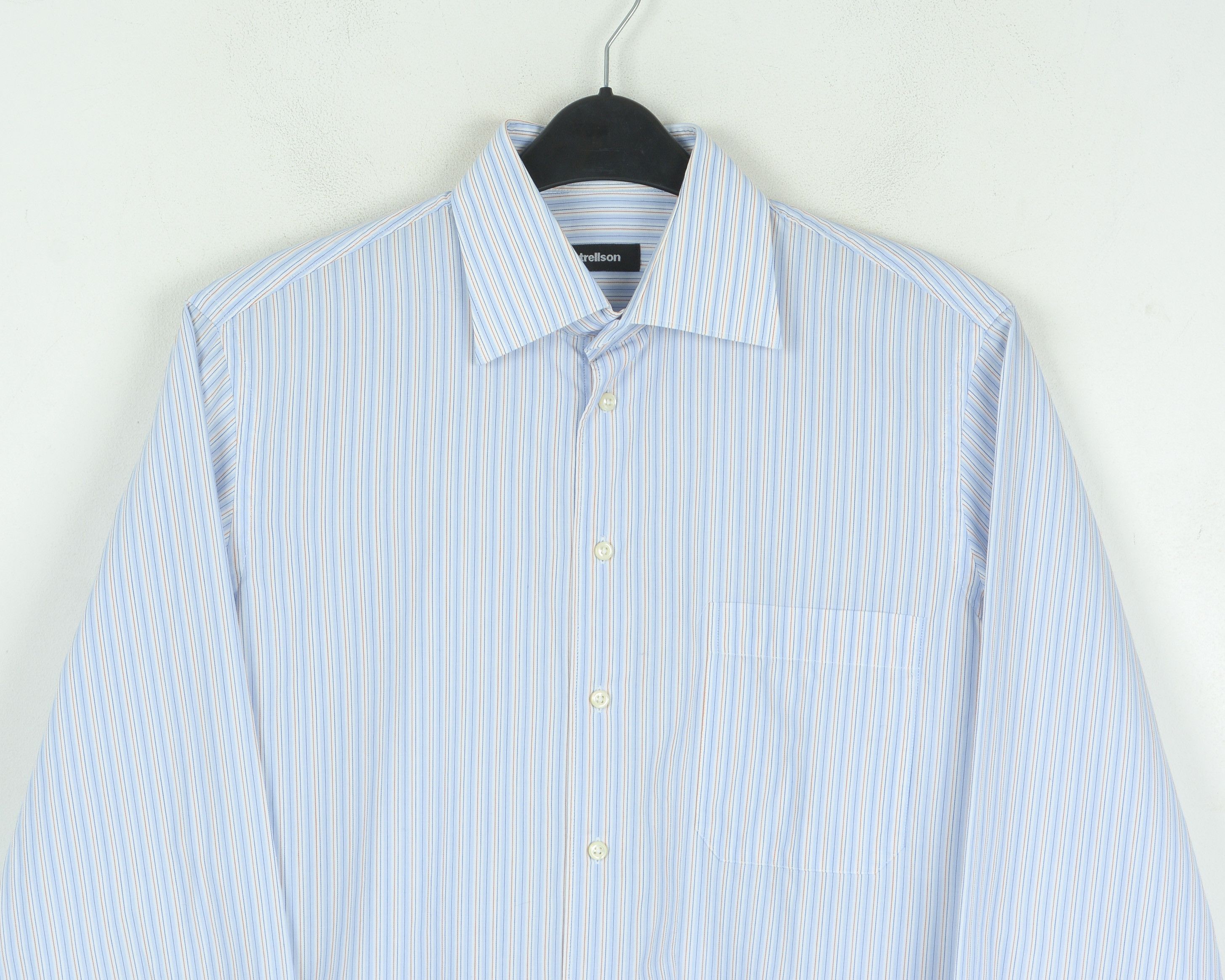 Strellson Formal Blue Mens Shirt 15.5" Size S Casual Single Cuffs Size 38R - 2 Thumbnail