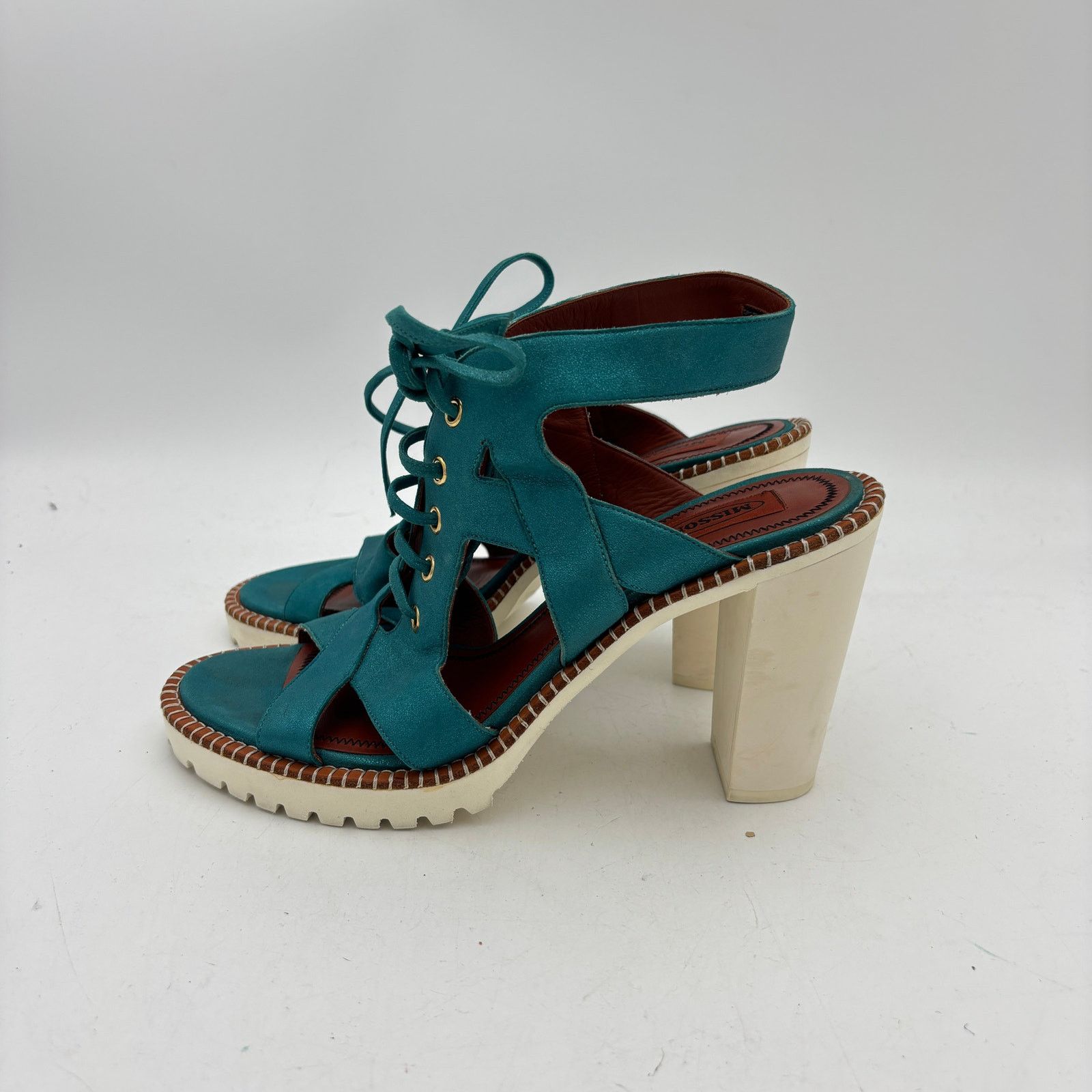 Missoni Missoni Lace Suede Sandals Block Gladiator Heel Shoes Size US 10 / IT 40 - 5 Thumbnail