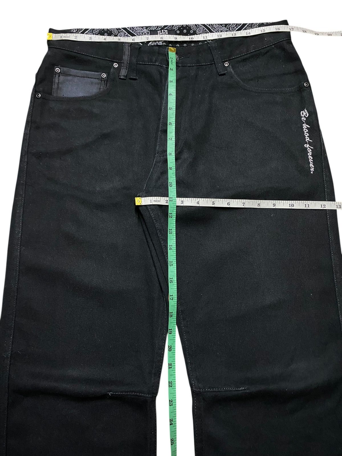 Japanese Brand ILL’S Japan Denim Loudly Voltage Embroidered Baggy Jeans Size US 34 / EU 50 - 10 Thumbnail
