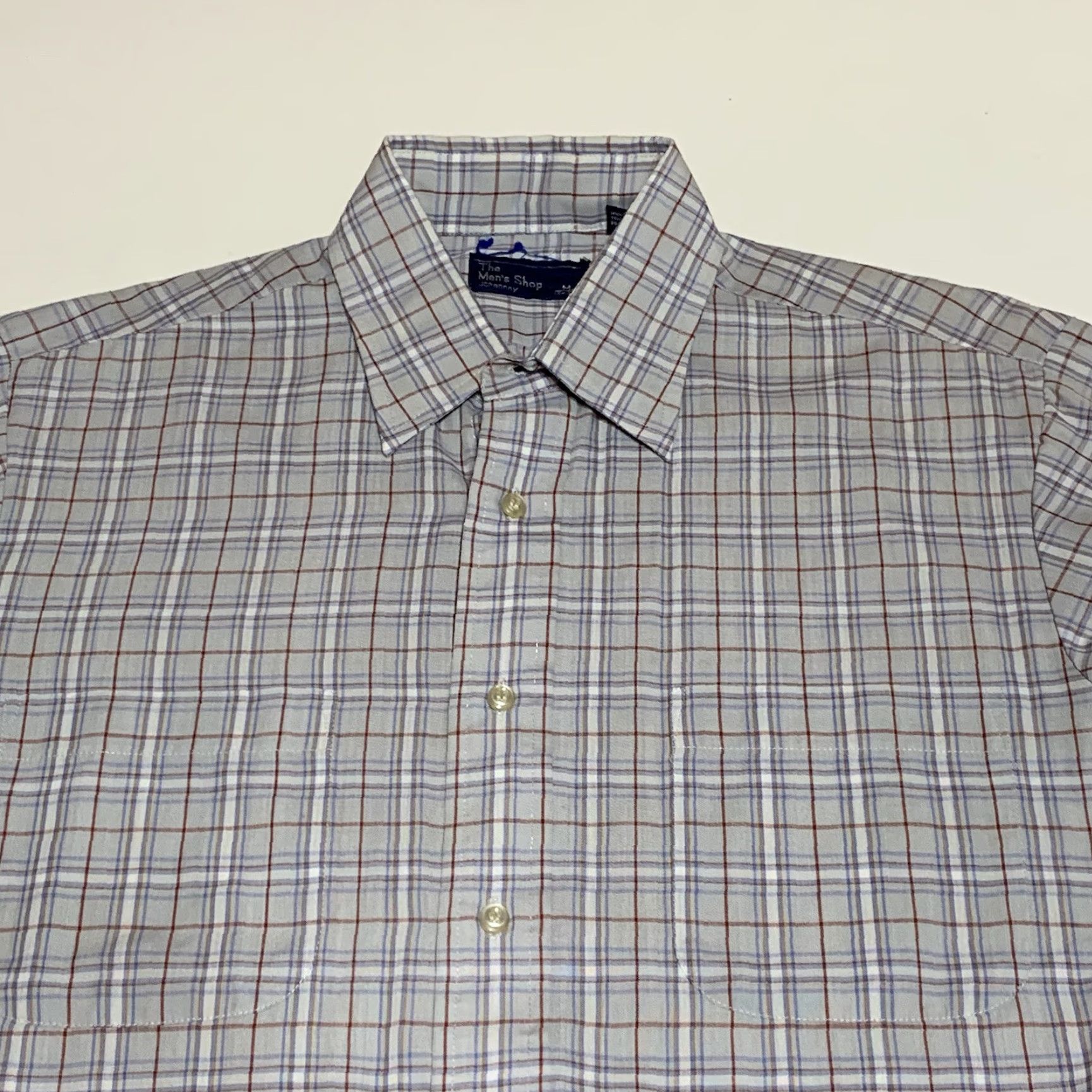 JCPenney VINTAGE JC Penny The Mens Shop Button Front Shirt Mens M Blue Plaid Shirt Mens M Size US M / EU 48-50 / 2 - 2 Thumbnail
