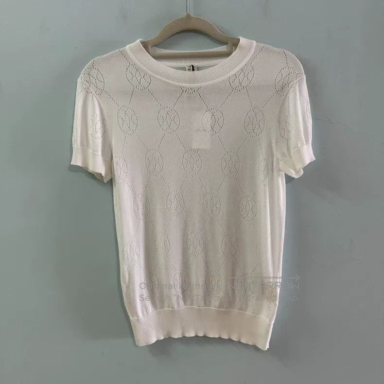 Hermes Hermes White Knitted Short Sleeve Size XXS / US 00 / IT 34 - 1 Thumbnail