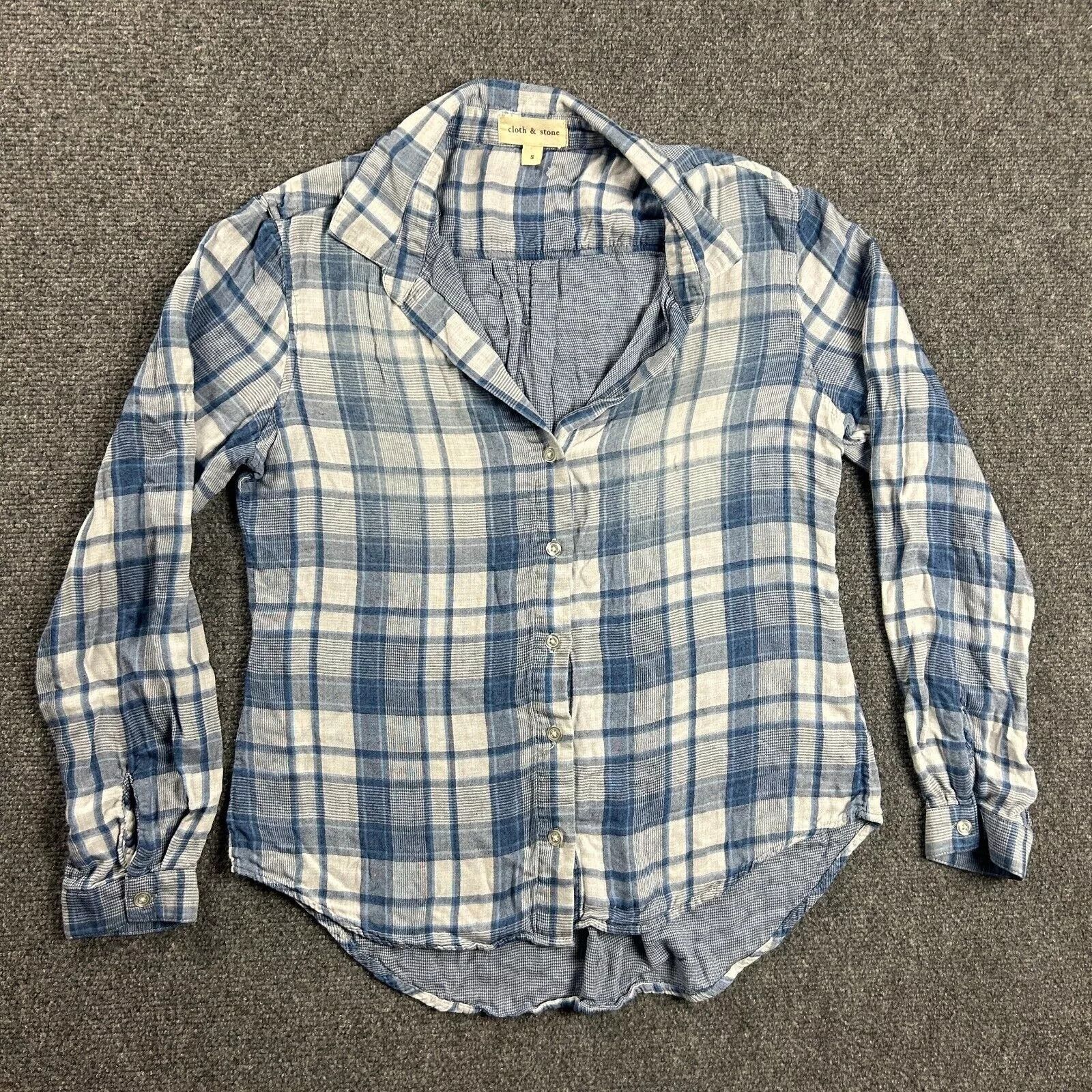 Other Cloth & Stone Top Womens Small Blue Plaid Button Up Viscose Size S / US 4 / IT 40 - 1 Thumbnail
