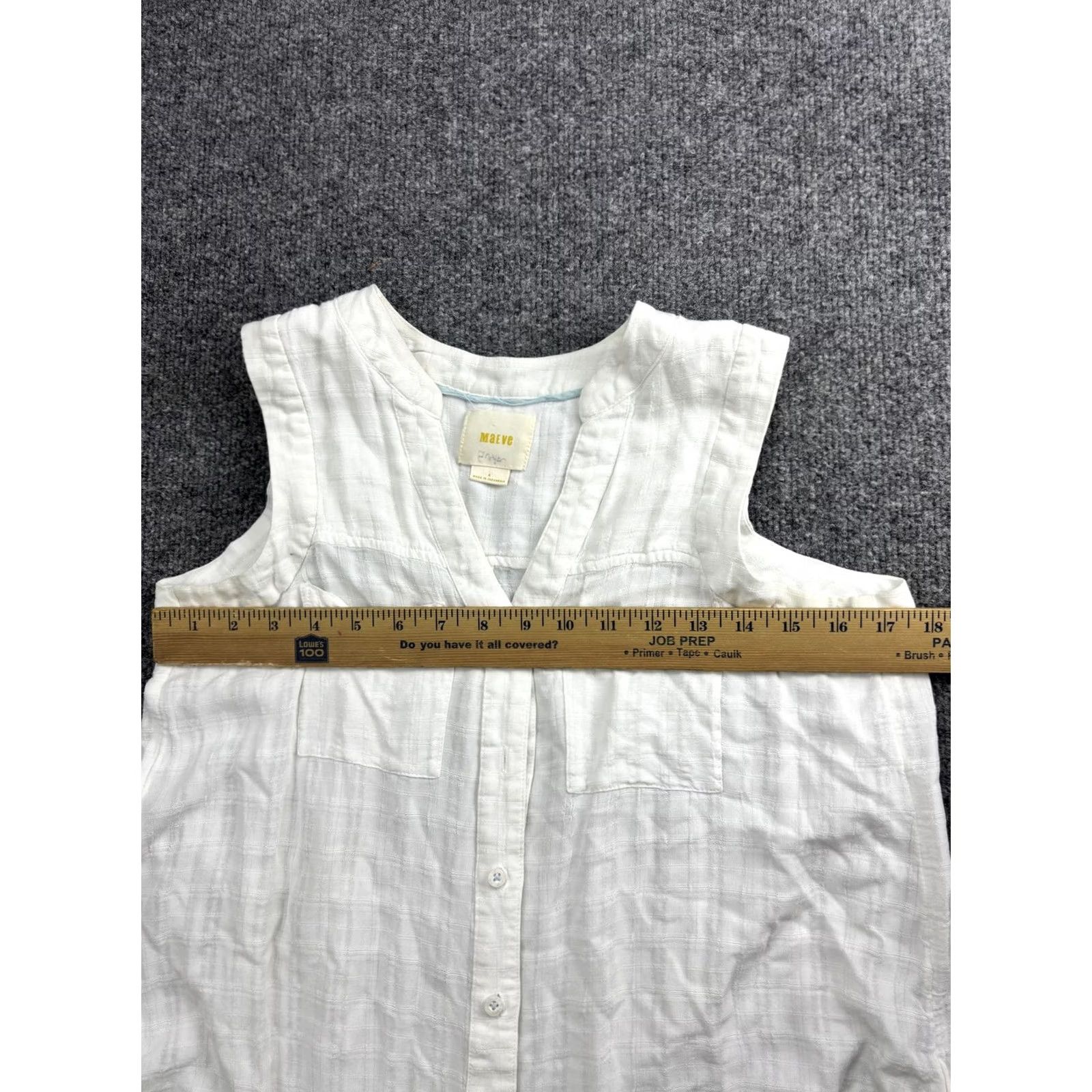 Vintage Maeve Blouse Womens 4 White Rayon Sleeveless Button Front Pocket Tunic Top Size S / US 4 / IT 40 - 3 Thumbnail