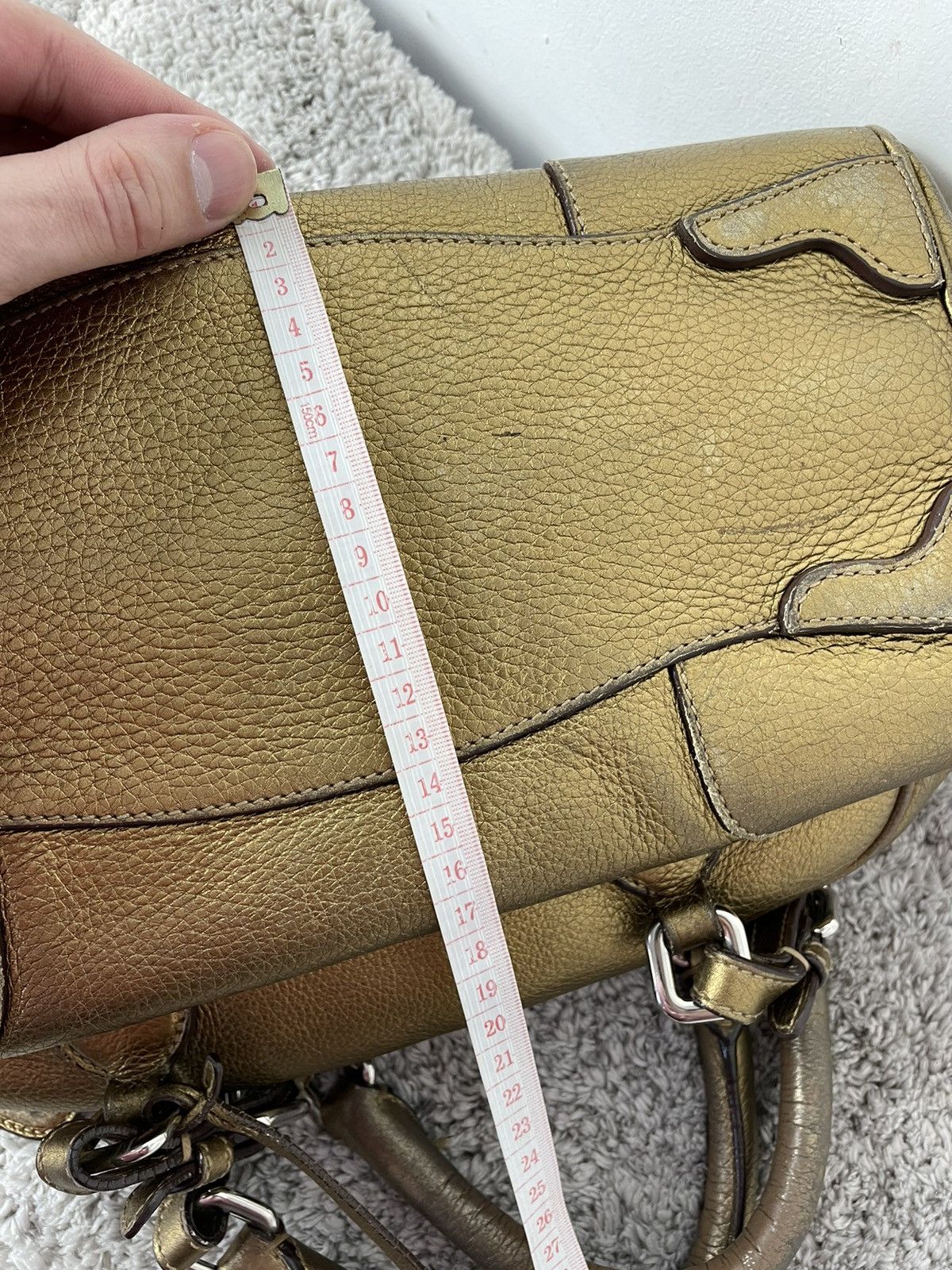 Prada Prada Metallic Gold Leather Logo Satchel Size ONE SIZE - 23 Thumbnail