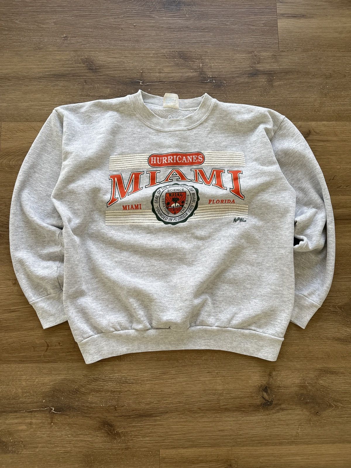 Tultex × Vintage Vintage 90s Miami Hurricanes College Crewneck Sweatshirt Size US XL / EU 56 / 4 - 1 Thumbnail