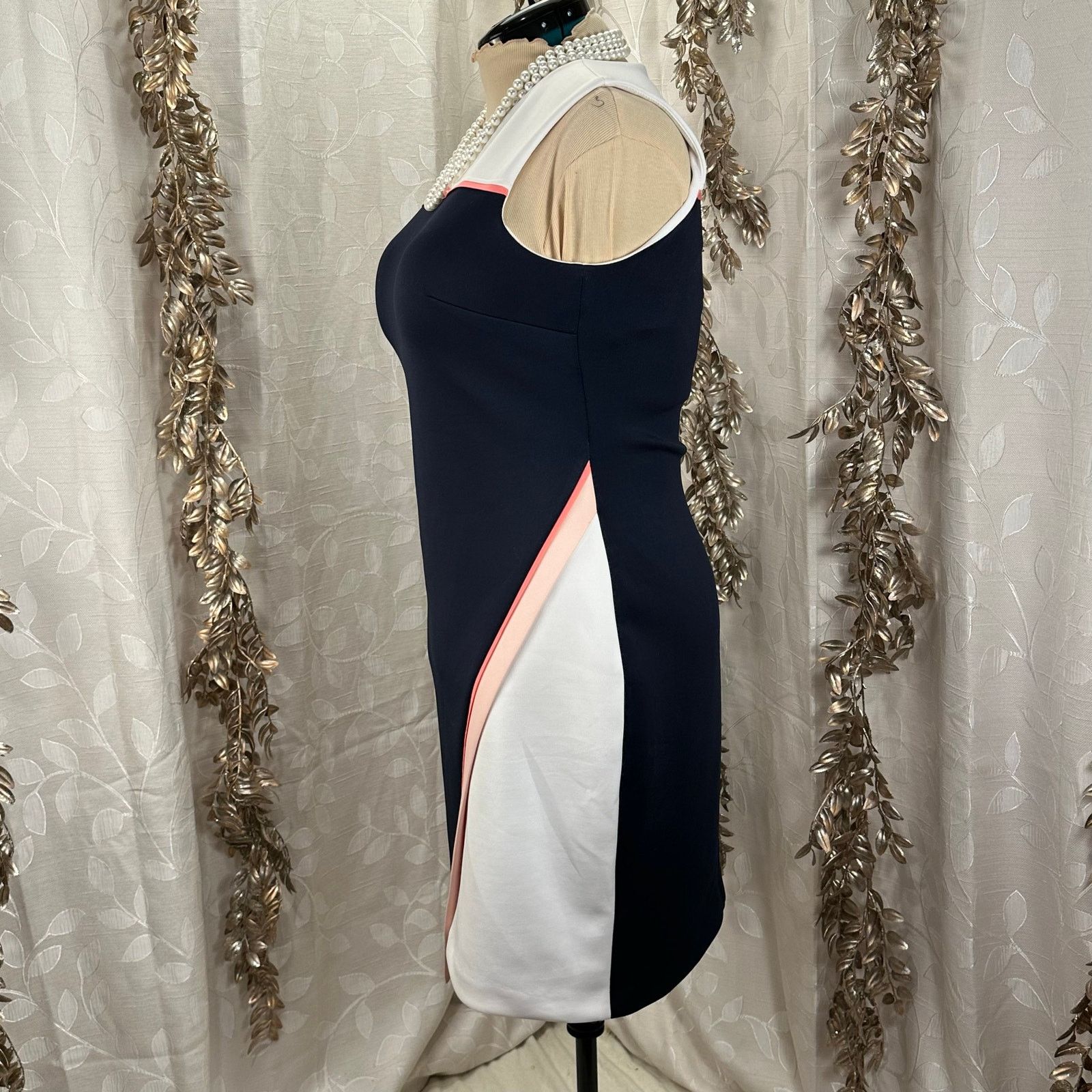 Tommy Hilfiger Tommy Hilfiger Navy White Coral Sheath Dress Size 14 Size XL / US 12-14 / IT 48-50 - 2 Thumbnail