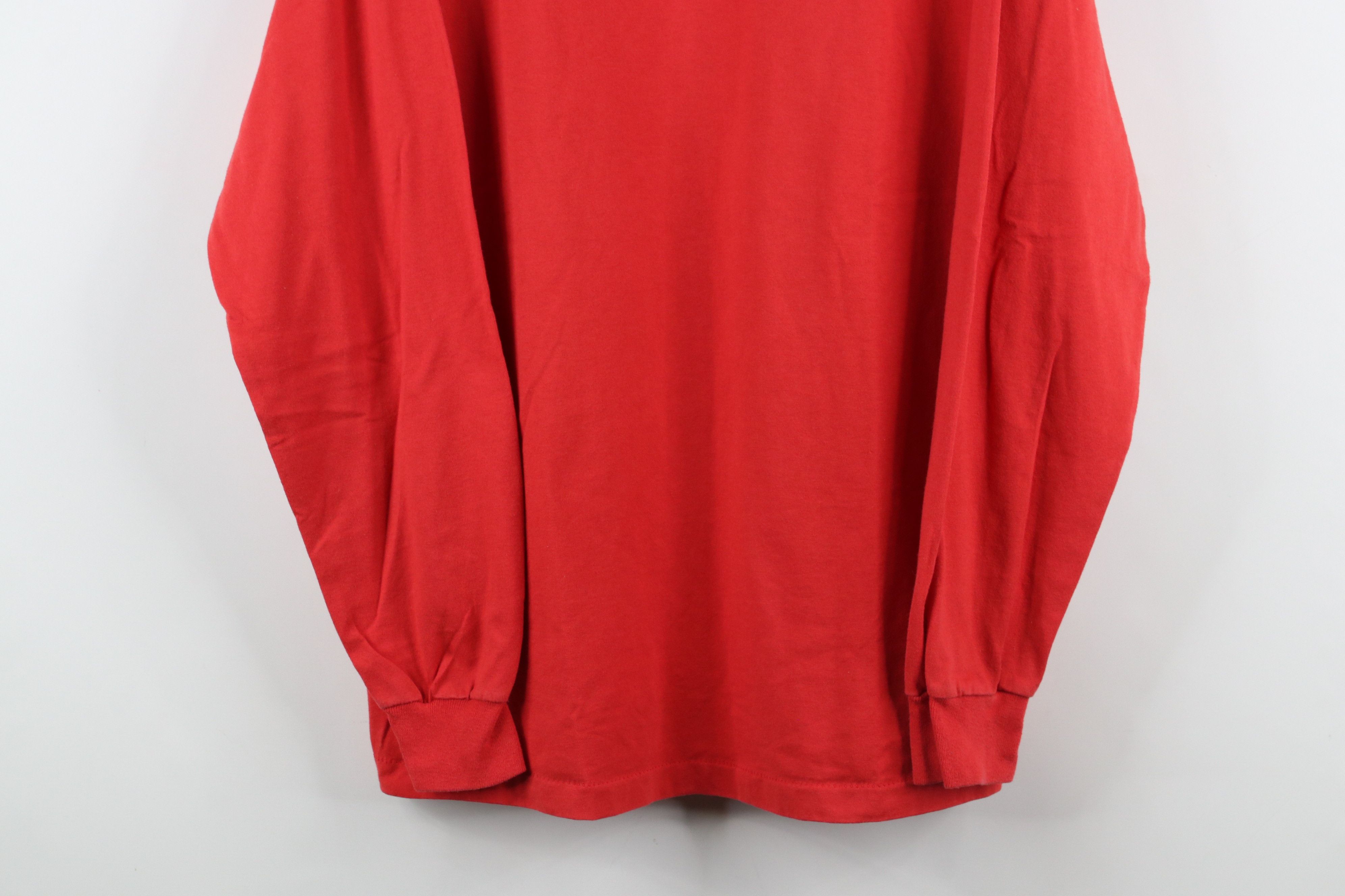 Vintage Vintage 80s 90s Streetwear Blank Long Sleeve T-Shirt Red USA Size US L / EU 52-54 / 3 - 3 Thumbnail