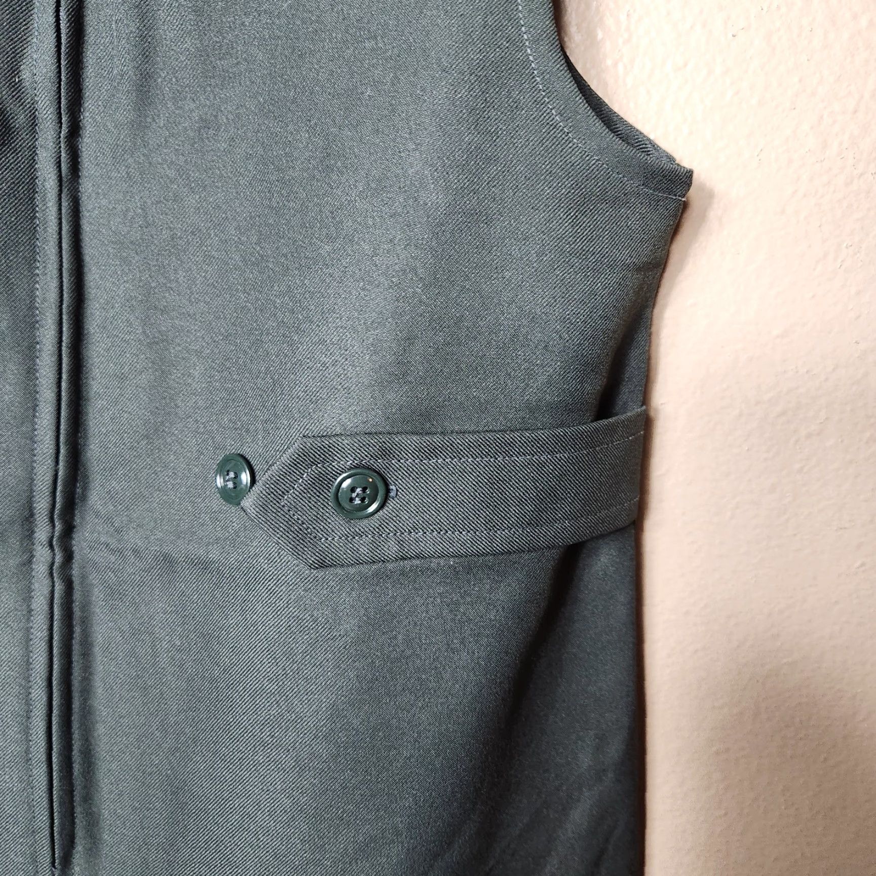 Olive VINTAGE CG Womens |L| Olive Green Smock Pleated Tunic US Army Issue Wool Blend Shirt Womens L Green 90s Size L / US 10 / IT 46 - 6 Thumbnail