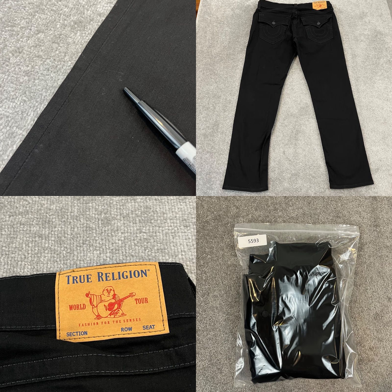 True Religion TRUE RELIGION Jeans Mens 36x32 Black Rocco Relaxed 5-Pocket Skinny Denim Pants Size US 36 / EU 52 - 9 Thumbnail