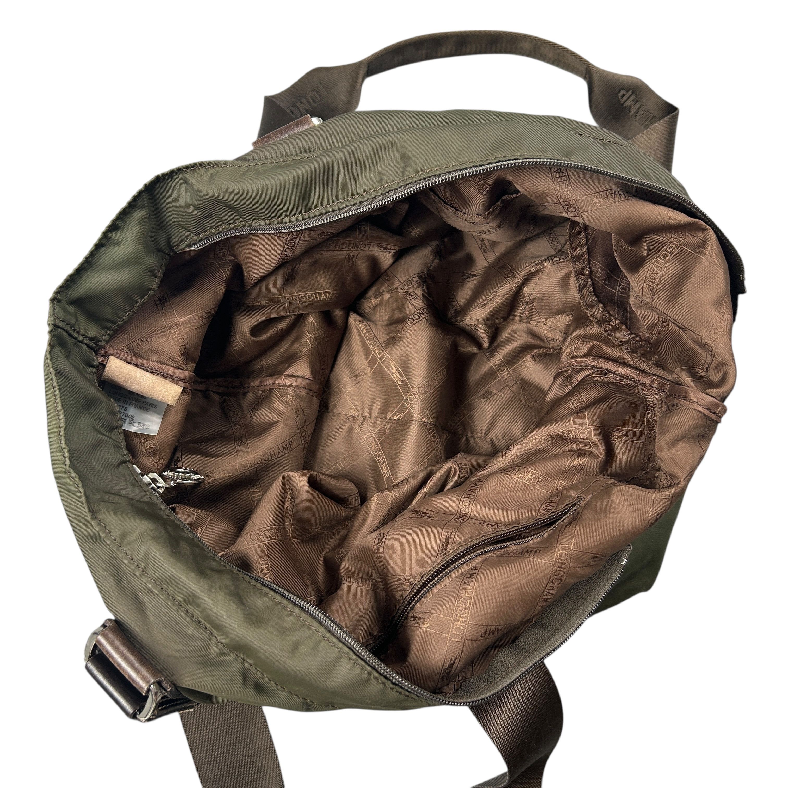 Longchamp Longchamp Khaki Green Nylon Leather Tote Hand Bag Medium Size ONE SIZE - 5 Thumbnail