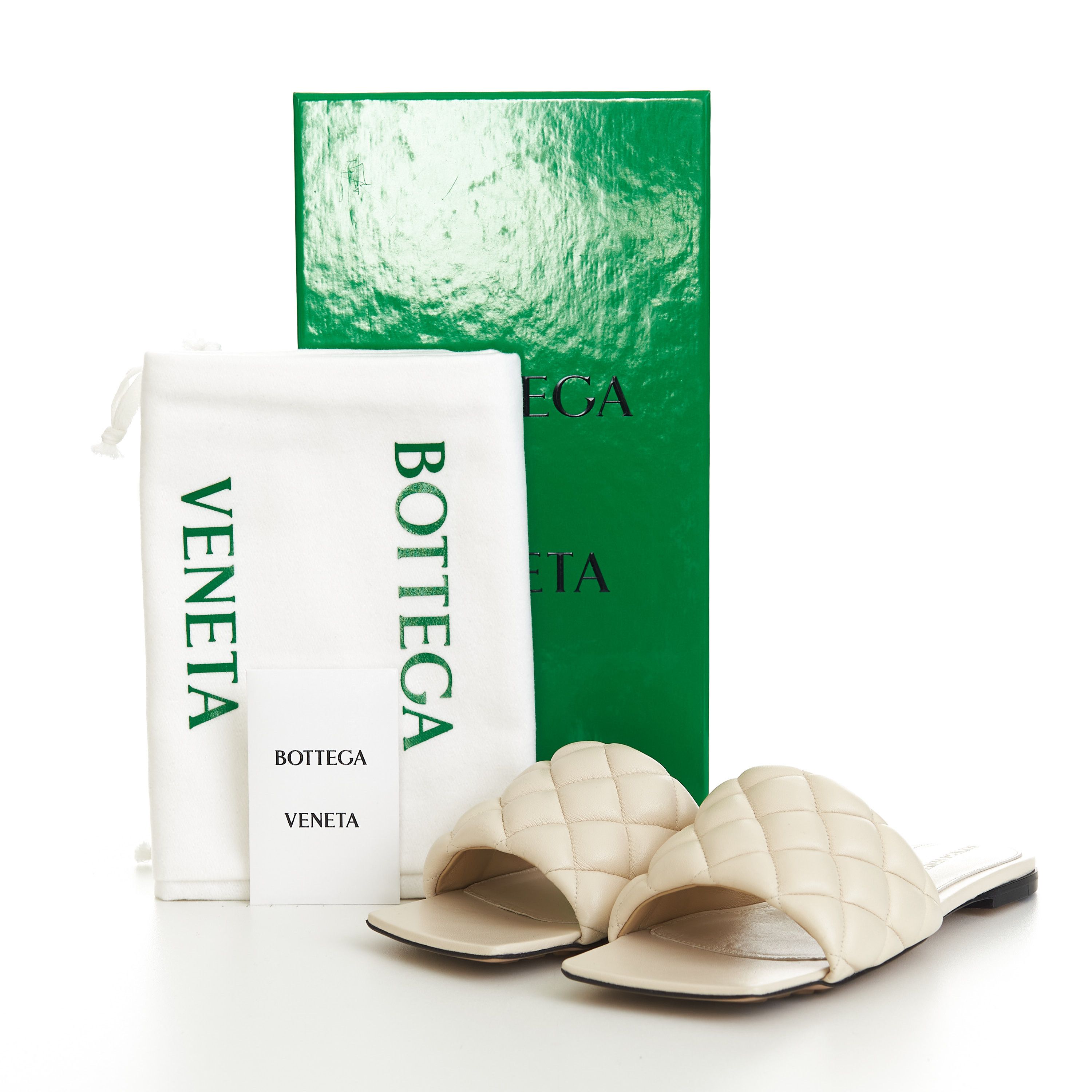 Bottega Veneta Quilted Padded Flat Sandals In Sea Salt Leather Size US 10 / IT 40 - 11 Thumbnail