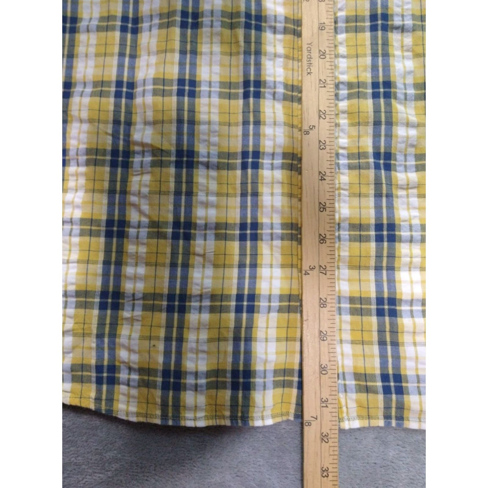 Vintage L.L. Bean Shirt Mens 2XL Yellow Seersucker Organic Cotton Plaid Slightly Fitted Size US XXL / EU 58 / 5 - 3 Thumbnail