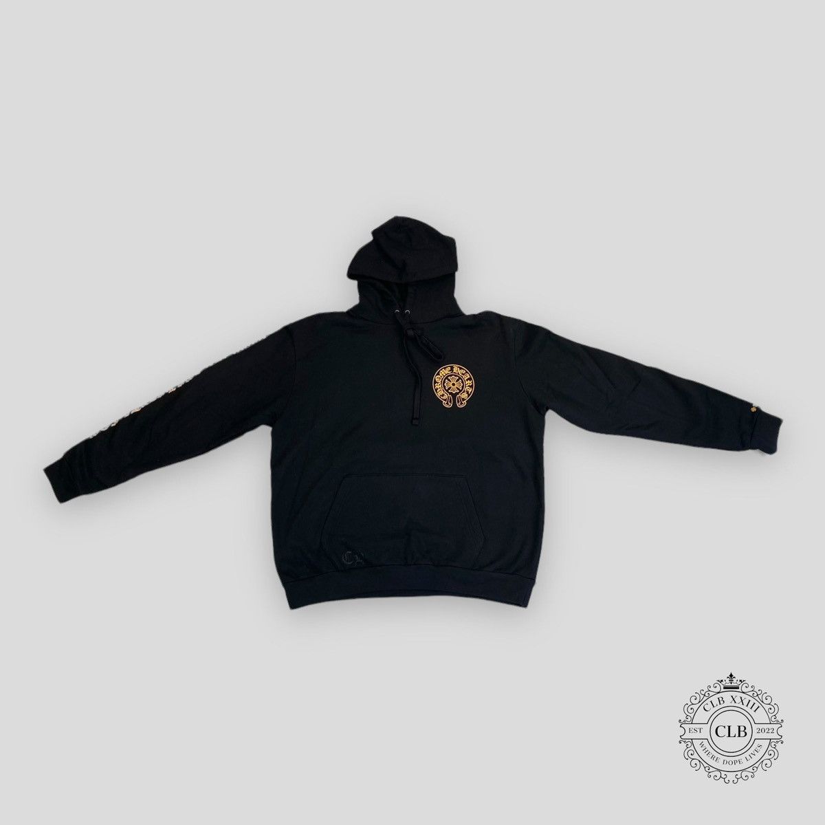 CHROME HEARTS HORSESHOE HOODIE - BLACK/GOLD